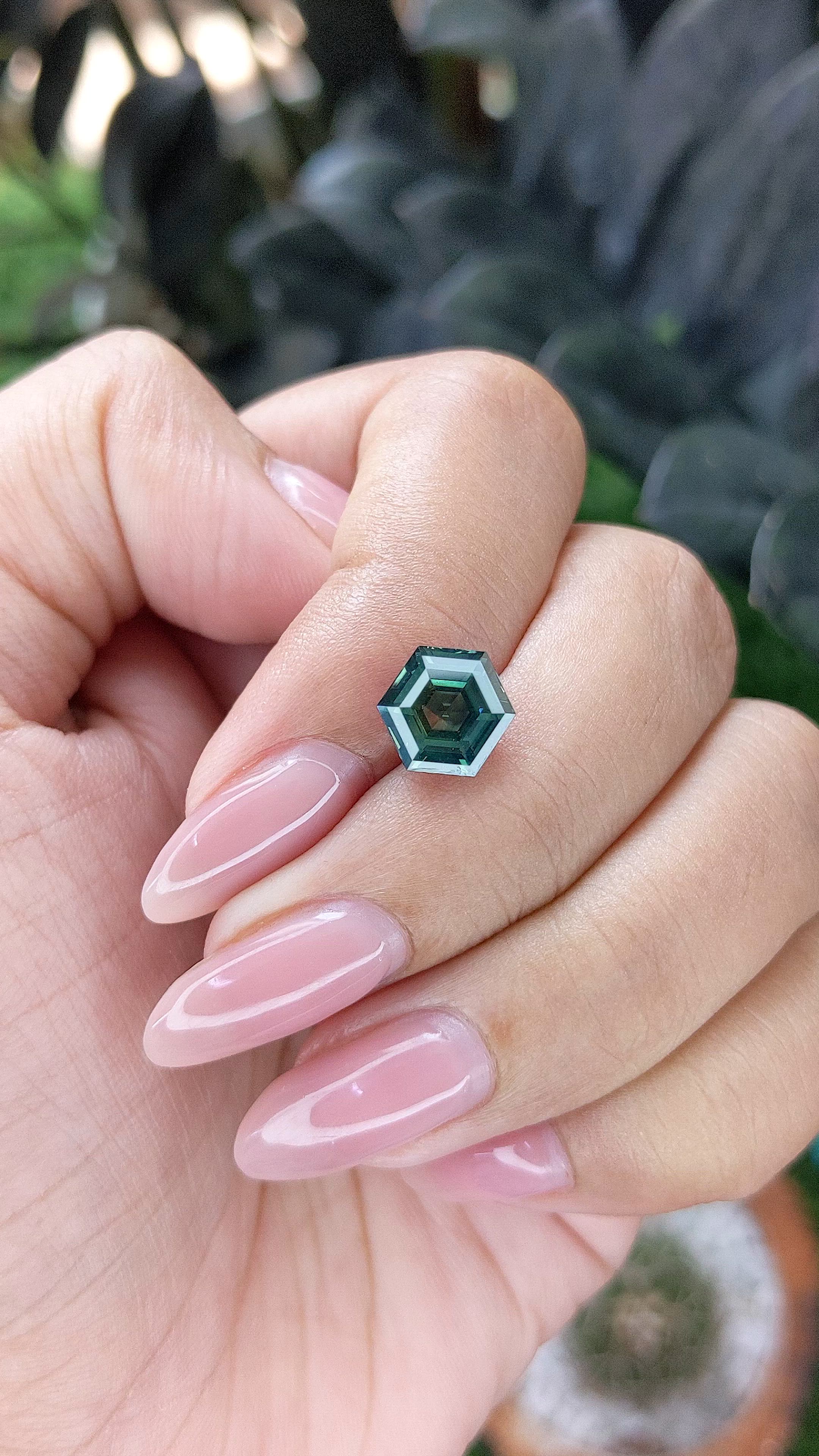 3.01 Ct. Bluish Green Sapphire from Madagascar Size Video
