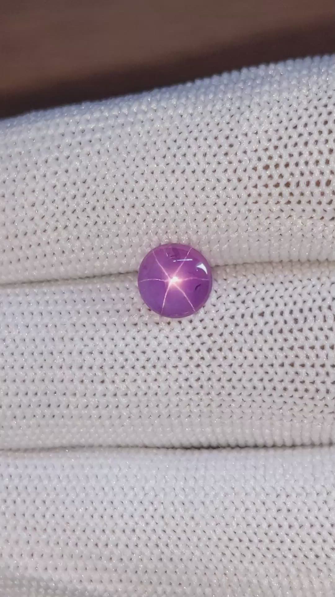 1.57 Ct. Pinkish Purple Star Sapphire from Ceylon (Sri Lanka) Size Video