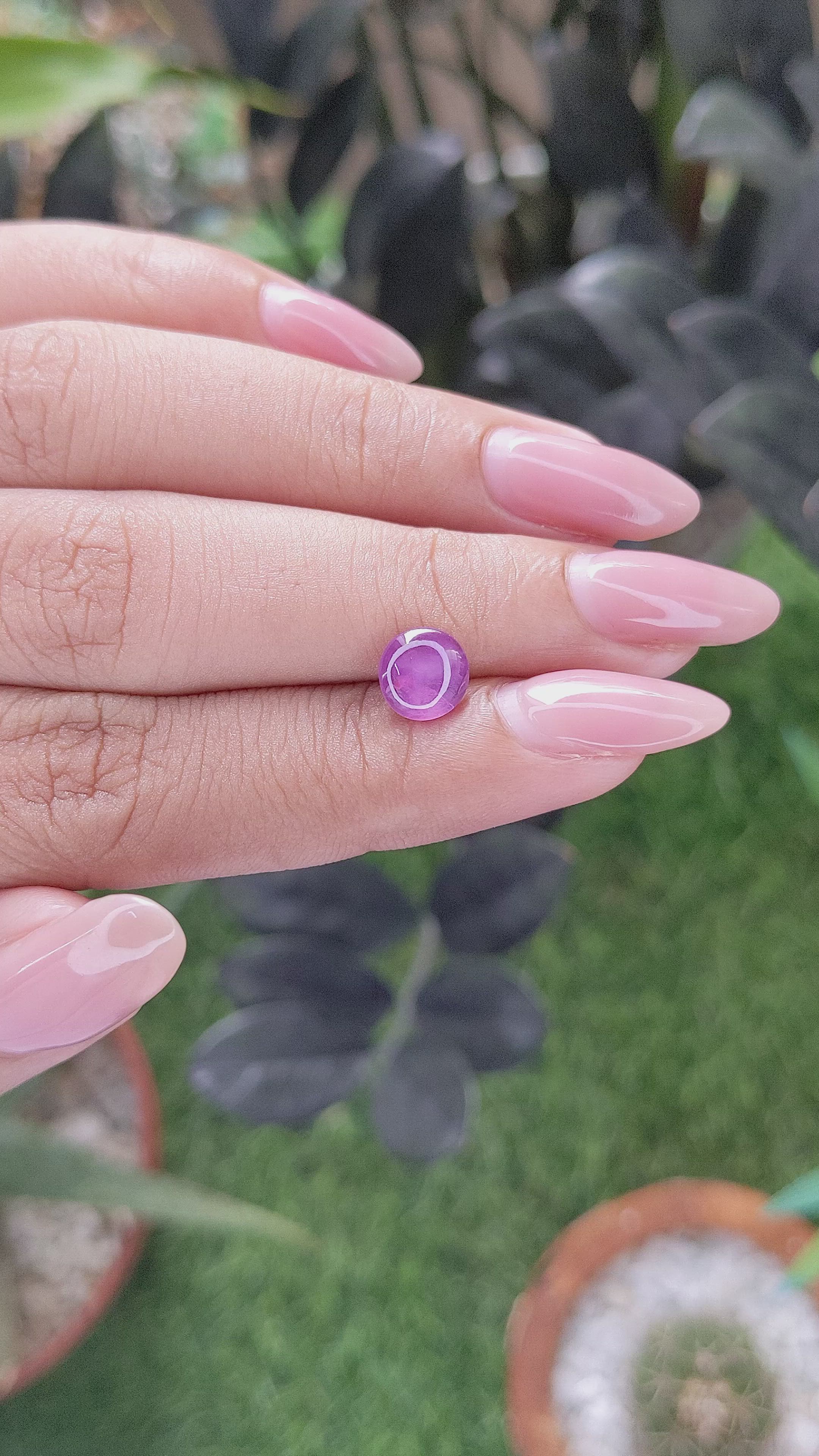 1.57 Ct. Pinkish Purple Star Sapphire from Ceylon (Sri Lanka) Size Video
