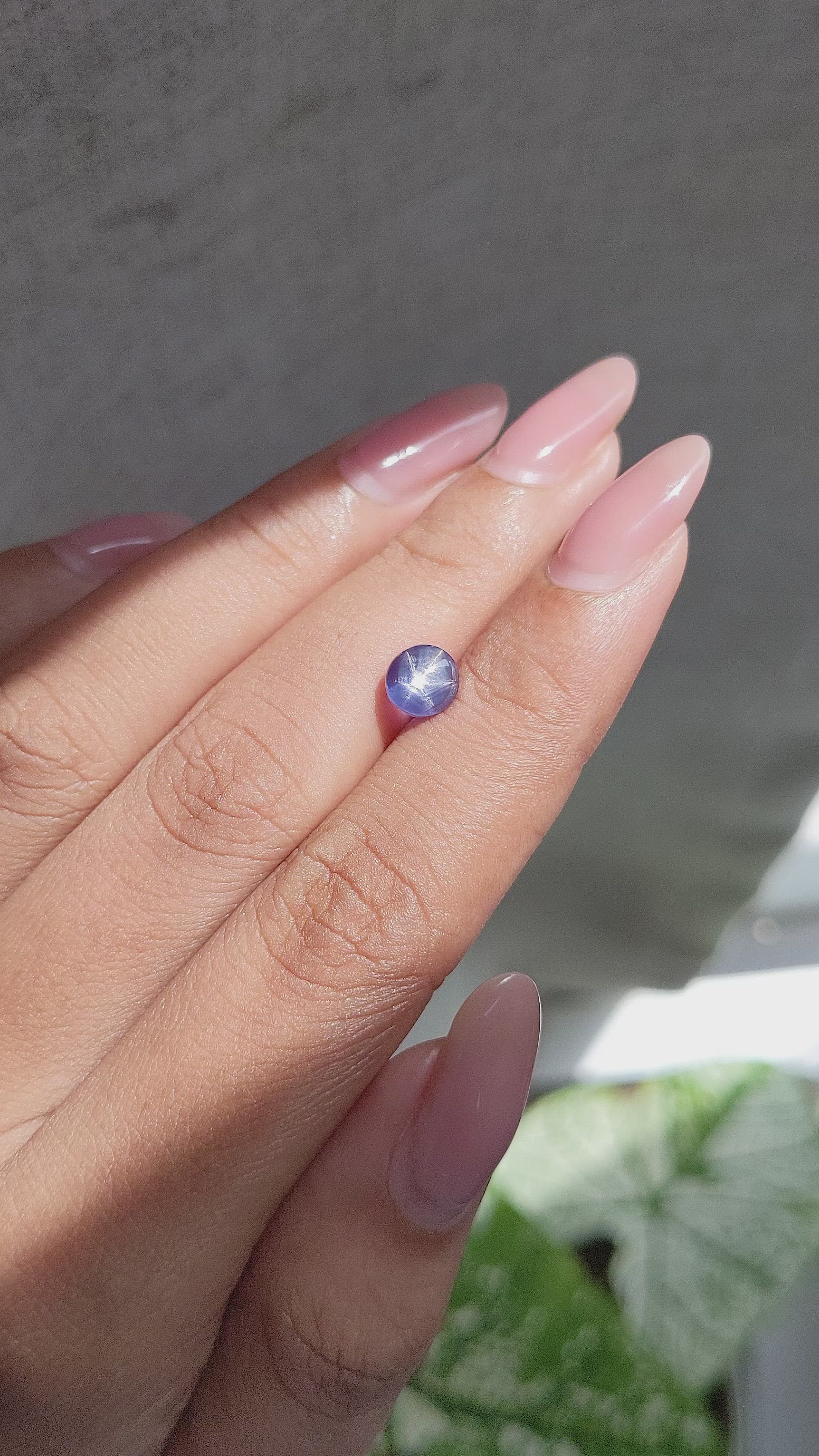 2.02 Ct. Purplish Blue Star Sapphire from Ceylon (Sri Lanka) Size Video