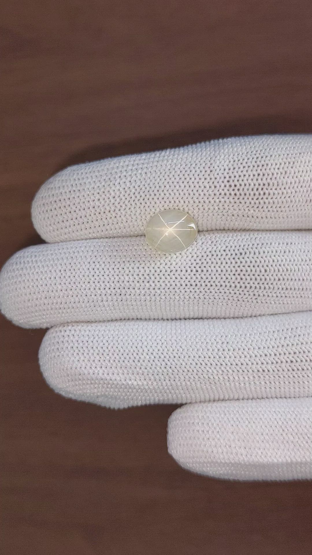 6.02 Ct. Yellow Star Sapphire from Ceylon (Sri Lanka) Size Video