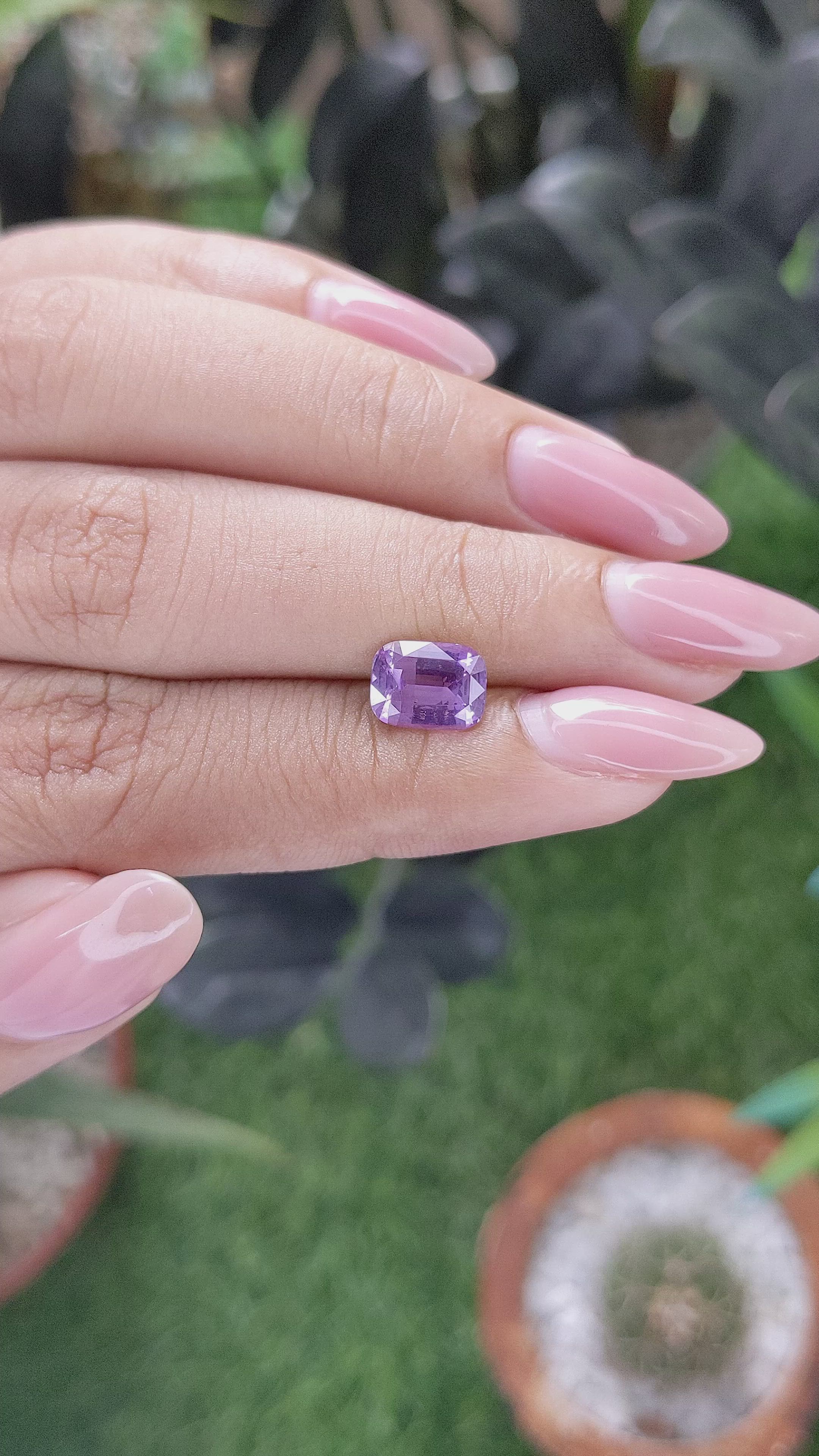 2.09 Ct. Pinkish Purple Sapphire from Ceylon (Sri Lanka) Size Video