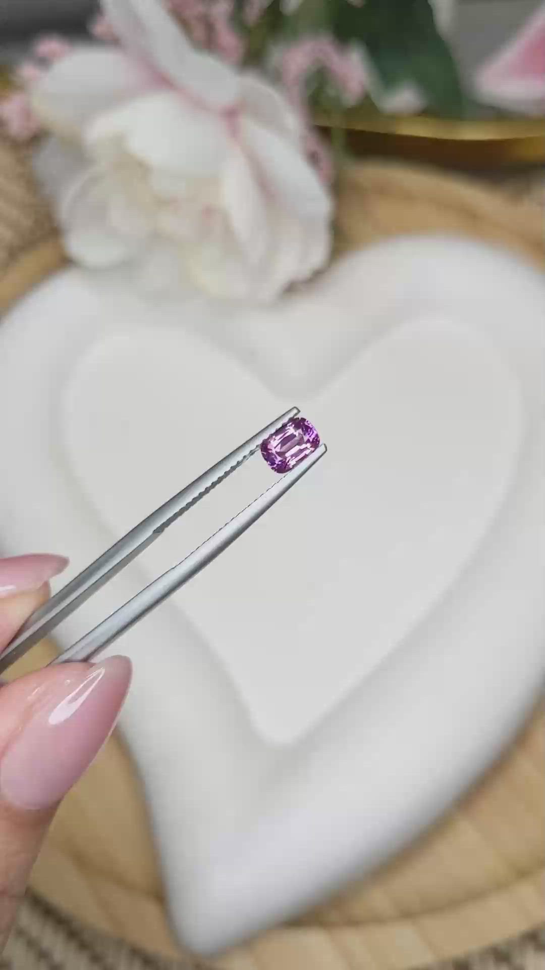0.69 Ct. Pinkish Purple Sapphire from Ceylon (Sri Lanka) Size Video