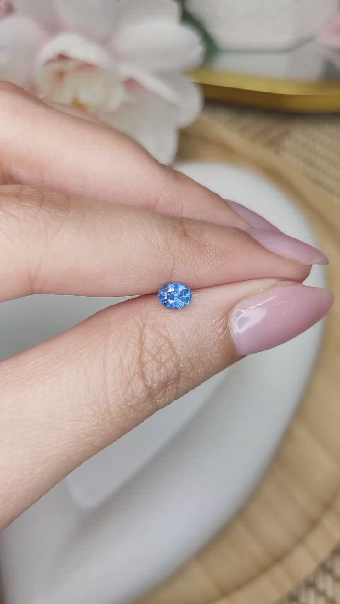0.51 Ct. Greenish Blue Sapphire from Madagascar Size Video
