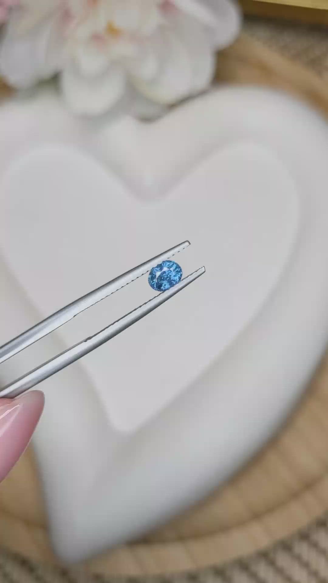 0.51 Ct. Greenish Blue Sapphire from Madagascar Size Video