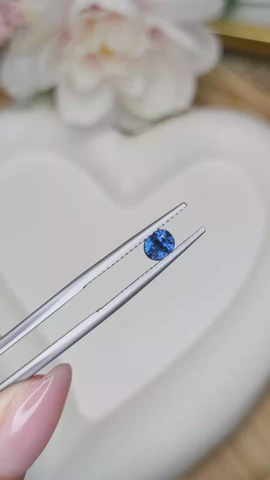 0.63 Ct. Greenish Blue Sapphire from Madagascar Size Video