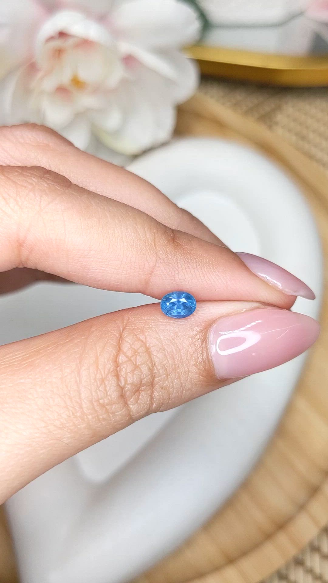 0.64 Ct. Greenish Blue Sapphire from Madagascar Size Video