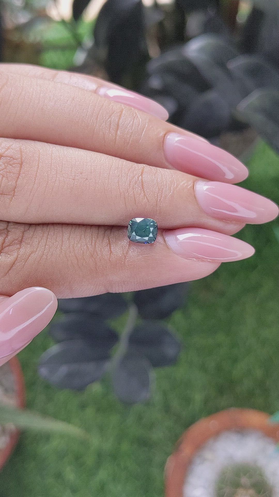 1.12 Ct. Bluish Green Sapphire from Madagascar Size Video