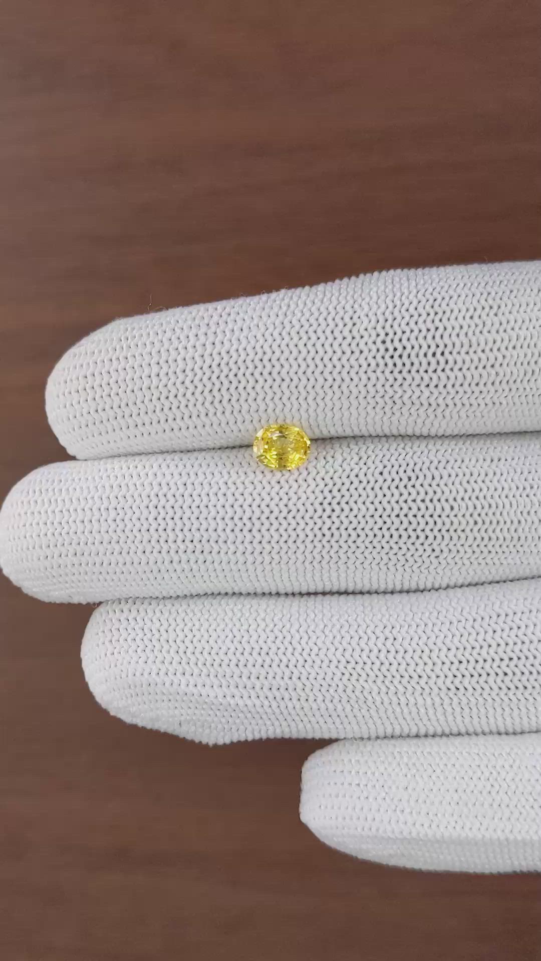 0.89 Ct. Yellow Sapphire from Ceylon (Sri Lanka) Size Video