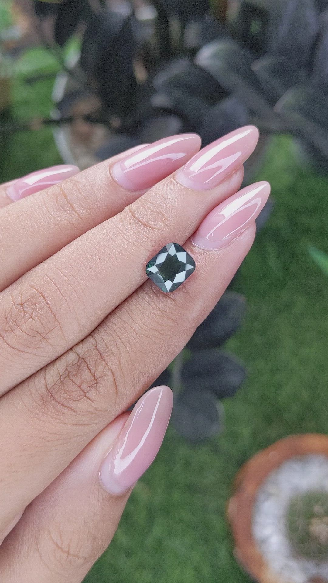 2.97 Ct. Bluish Green Sapphire from Madagascar Size Video