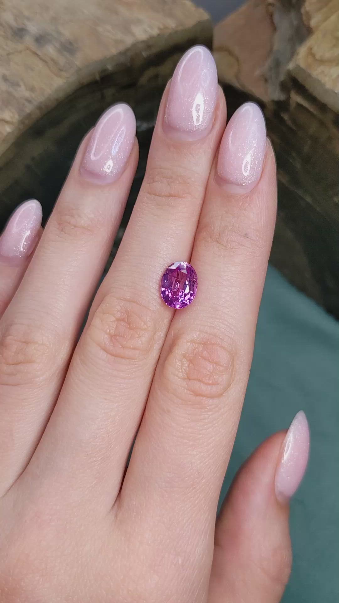 3.38 Ct. Purplish Pink Sapphire from Ceylon (Sri Lanka) Size Video