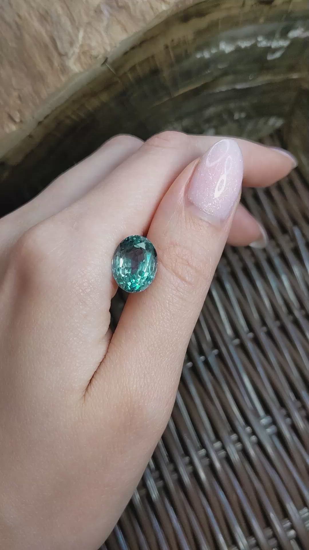 10.60 Ct. Bluish Green Sapphire from Madagascar Size Video