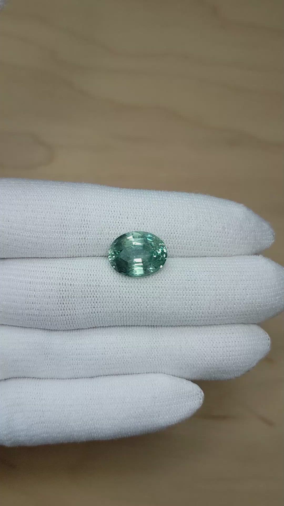 10.60 Ct. Bluish Green Sapphire from Madagascar Size Video
