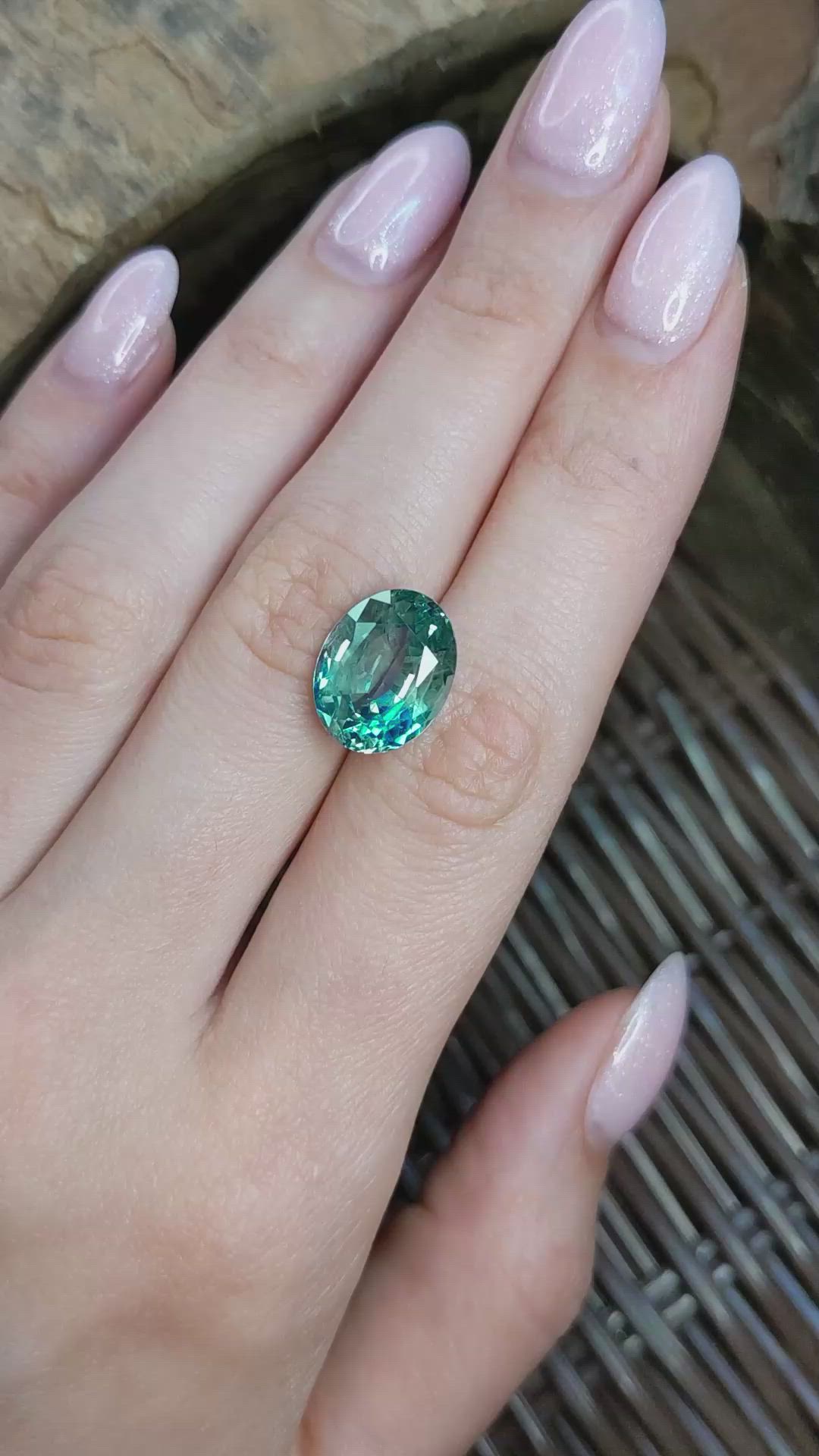 10.60 Ct. Bluish Green Sapphire from Madagascar Size Video
