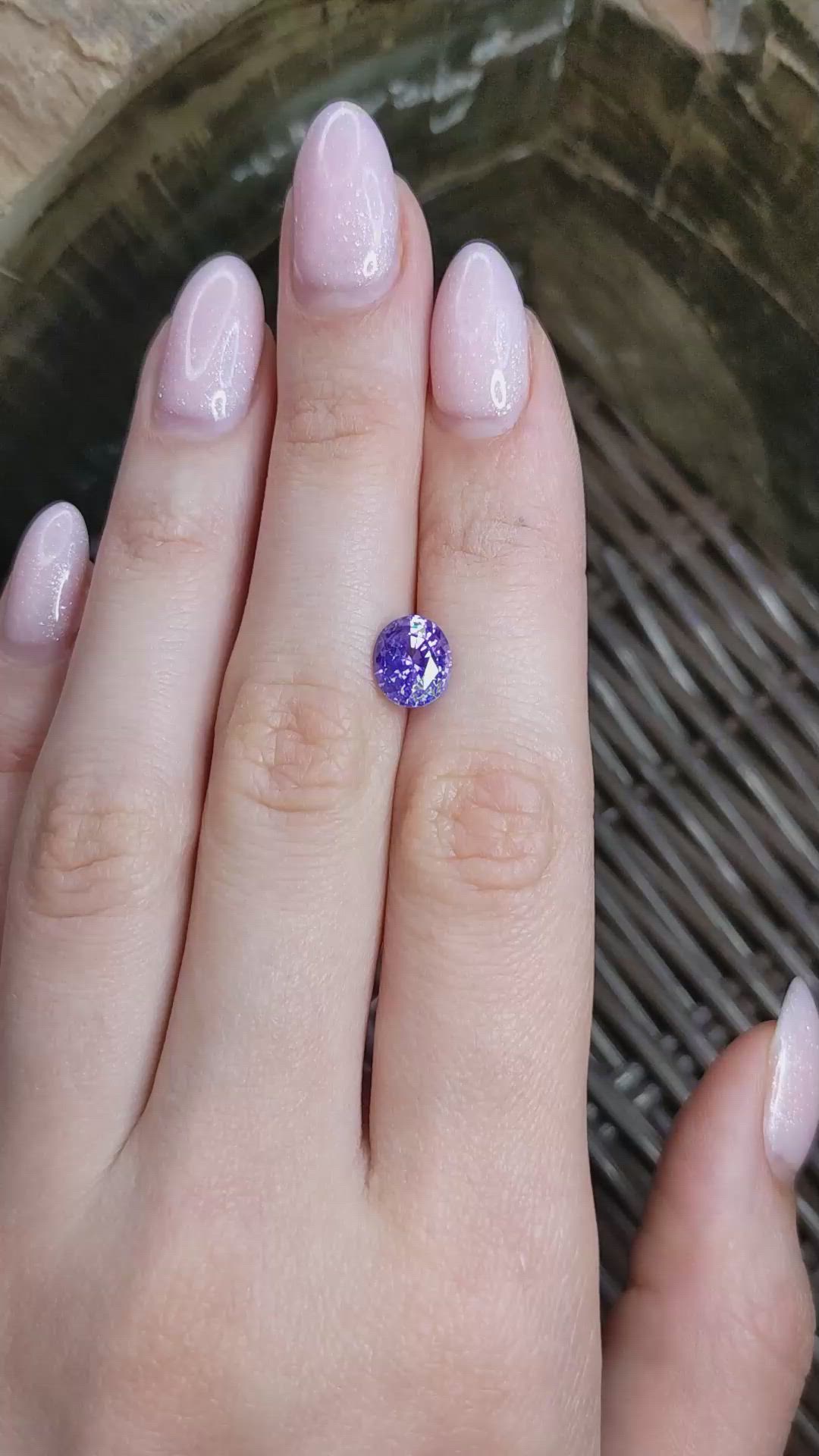 2.38 Ct. Pinkish Purple Sapphire from Ceylon (Sri Lanka) Size Video