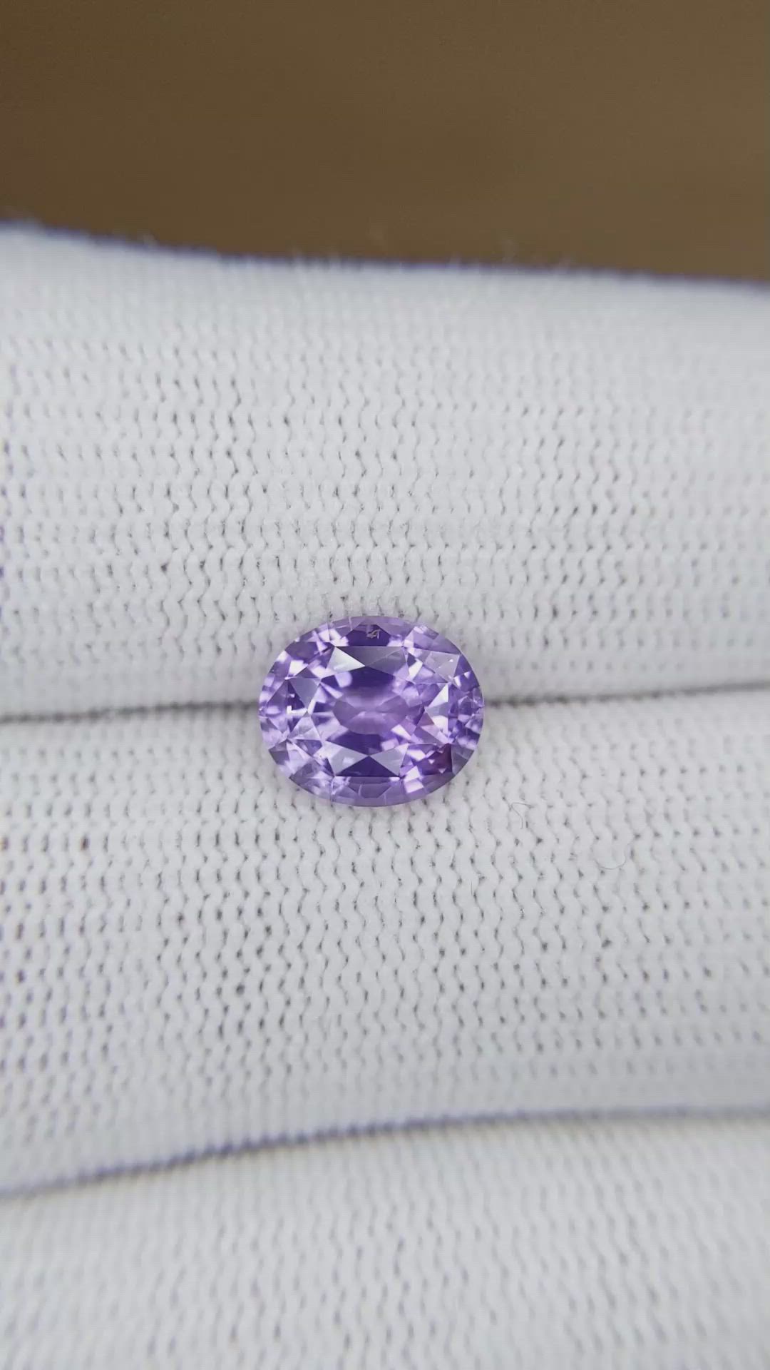 2.38 Ct. Pinkish Purple Sapphire from Ceylon (Sri Lanka) Size Video