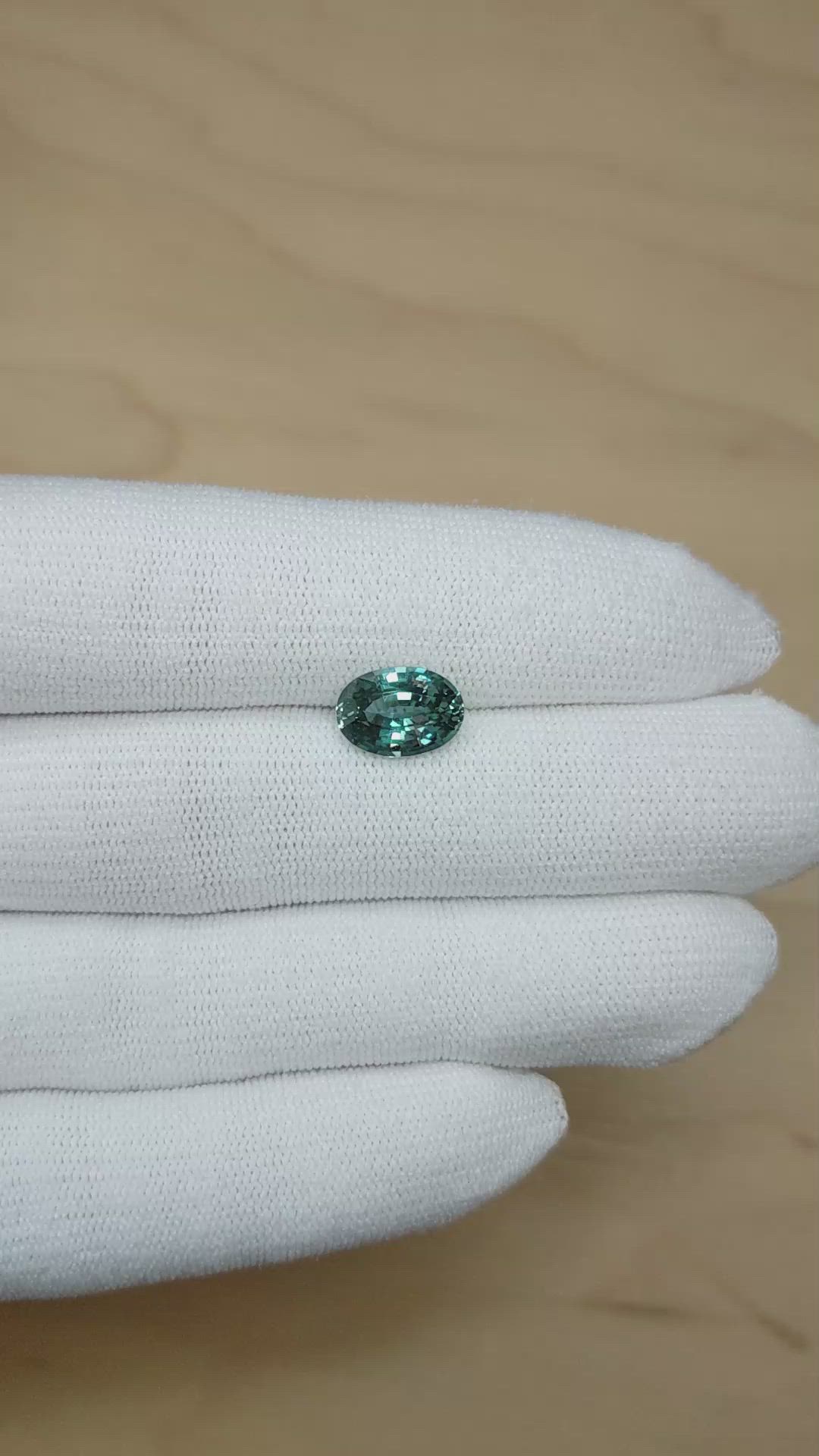 3.40 Ct. Bluish Green Sapphire from Madagascar Size Video
