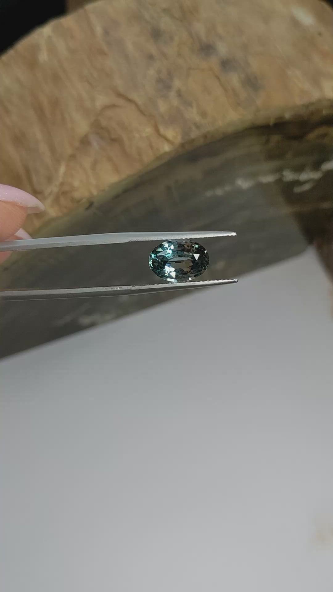 3.40 Ct. Bluish Green Sapphire from Madagascar Size Video