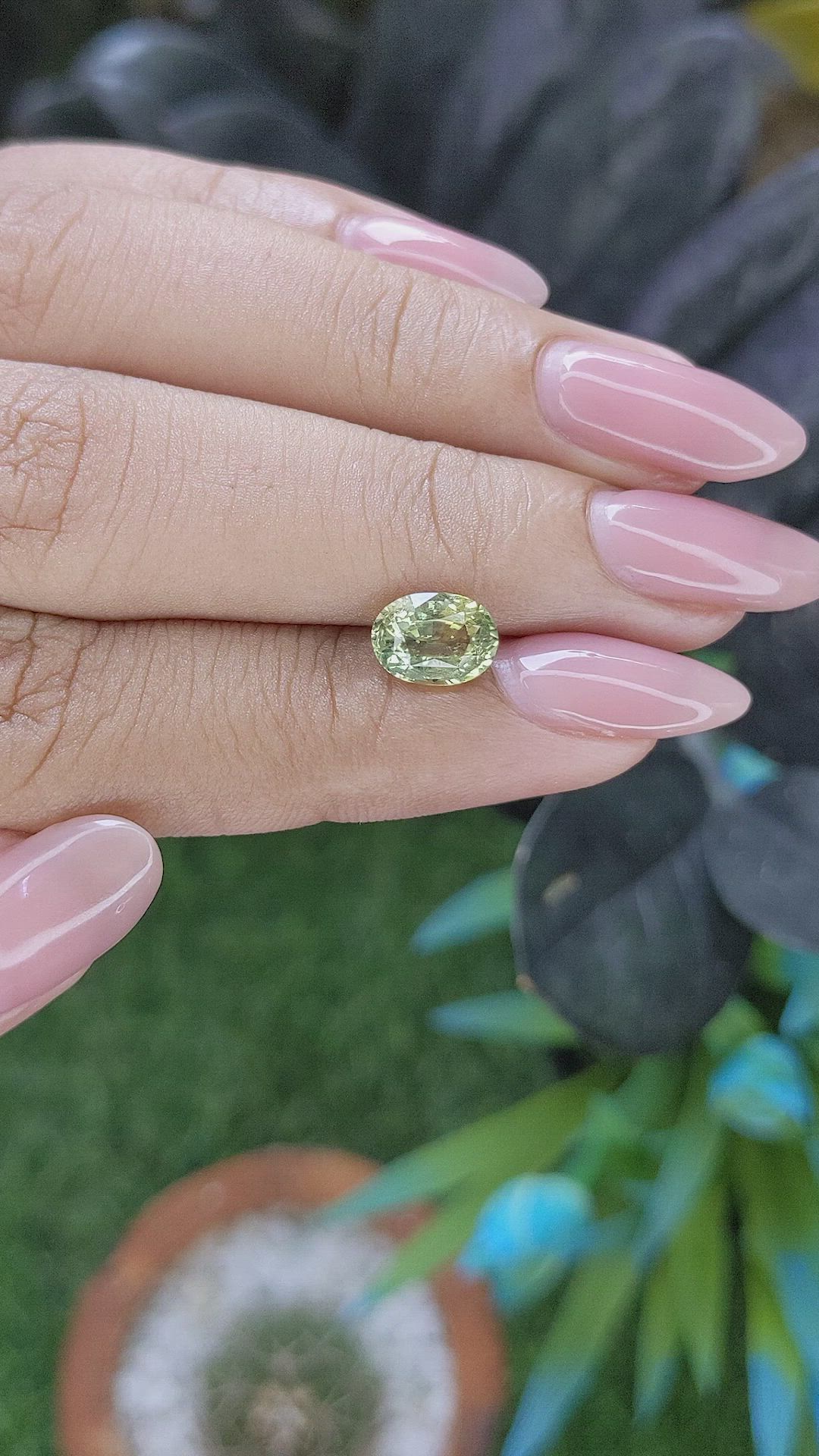 1.71 Ct. Yellowish Green Sapphire from Africa Size Video