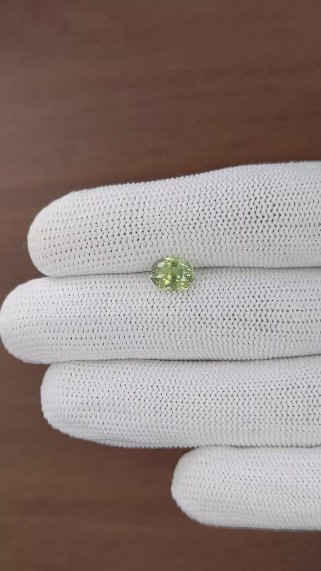 1.71 Ct. Yellowish Green Sapphire from Africa Size Video