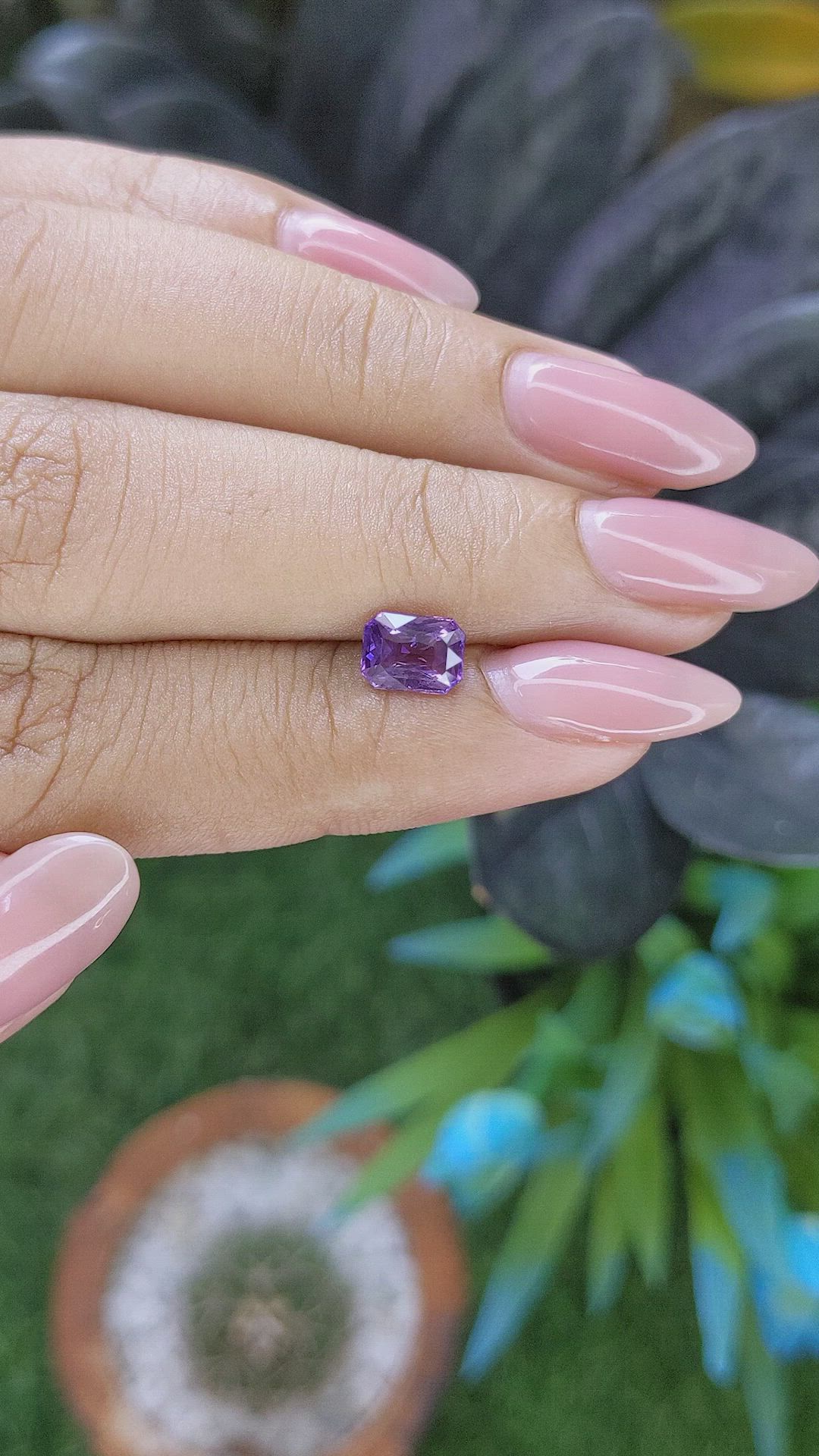 1.16 Ct. Pinkish Purple Sapphire from Africa Size Video