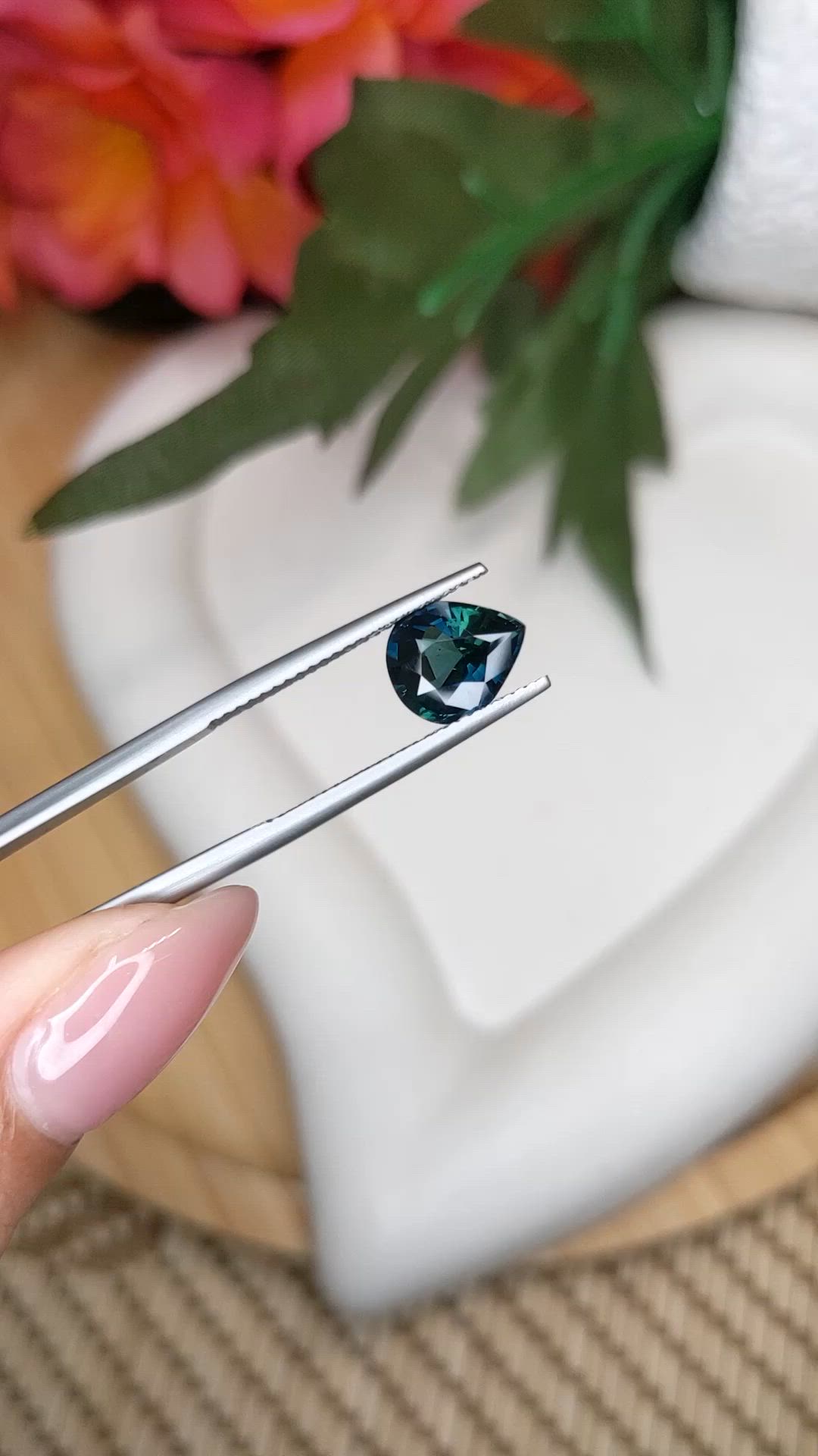 2.31 Ct. Bluish Green Sapphire from Ceylon (Sri Lanka) Size Video