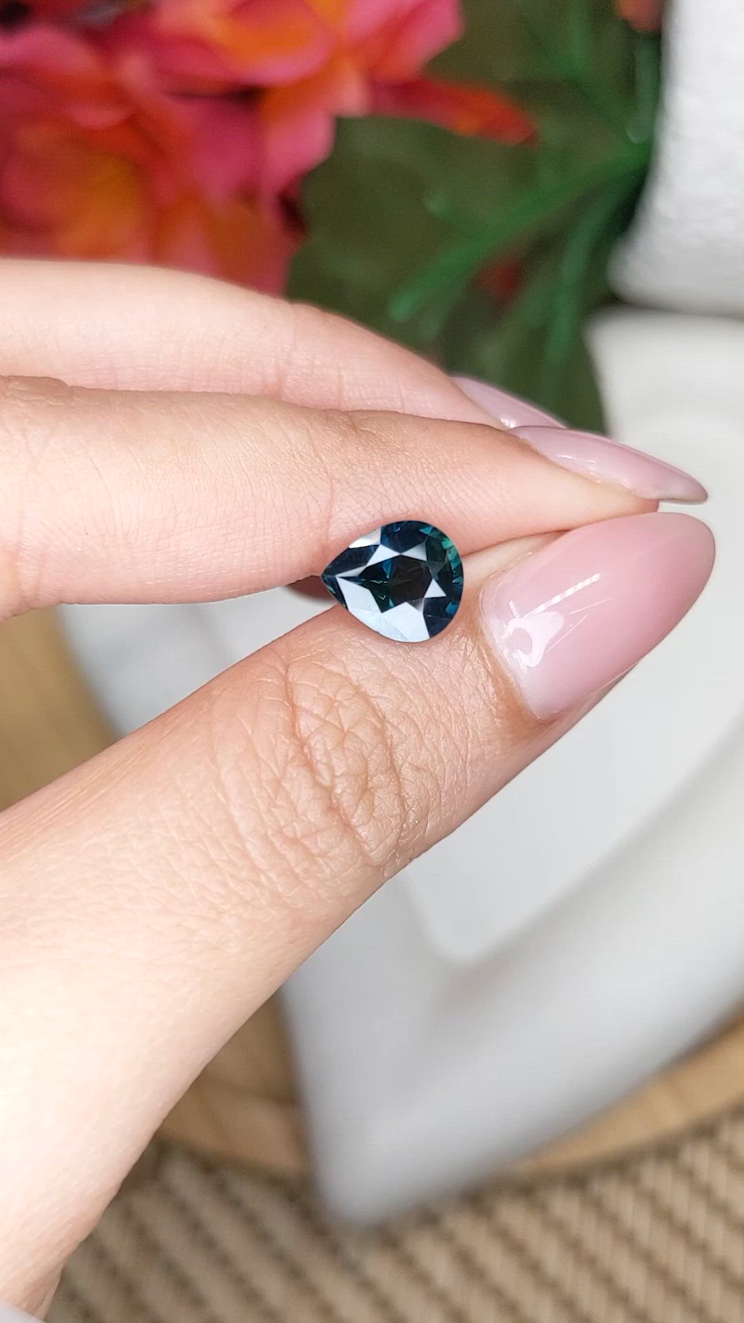 2.31 Ct. Bluish Green Sapphire from Ceylon (Sri Lanka) Size Video