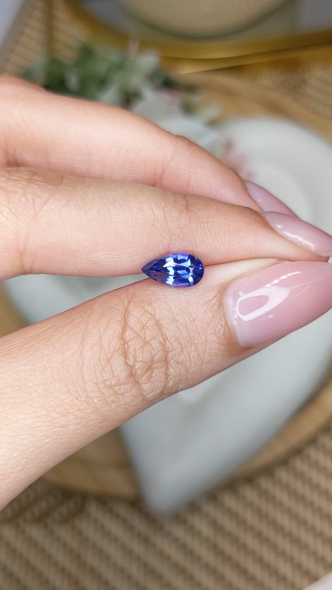1.27 Ct. Blue Sapphire from Ceylon (Sri Lanka) Size Video