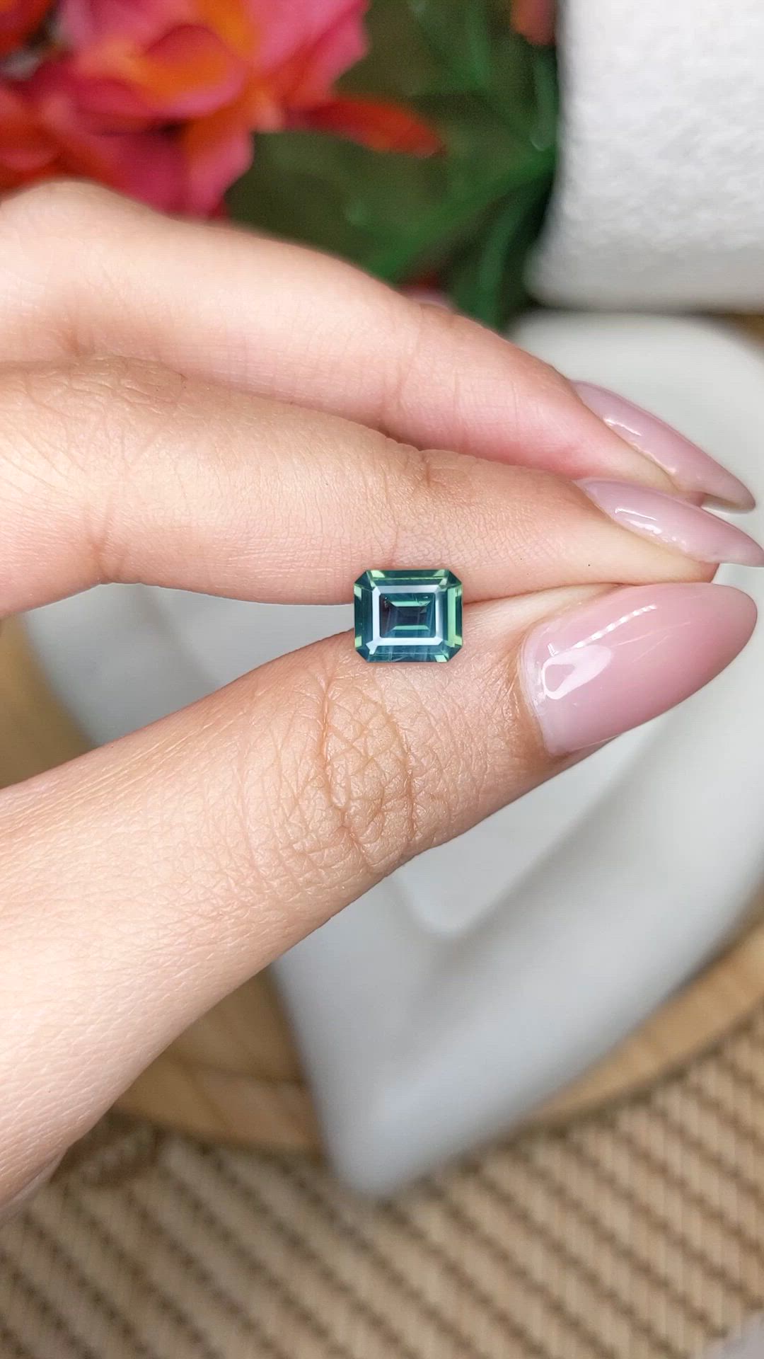 1.70 Ct. Bluish Green Sapphire from Ceylon (Sri Lanka) Size Video