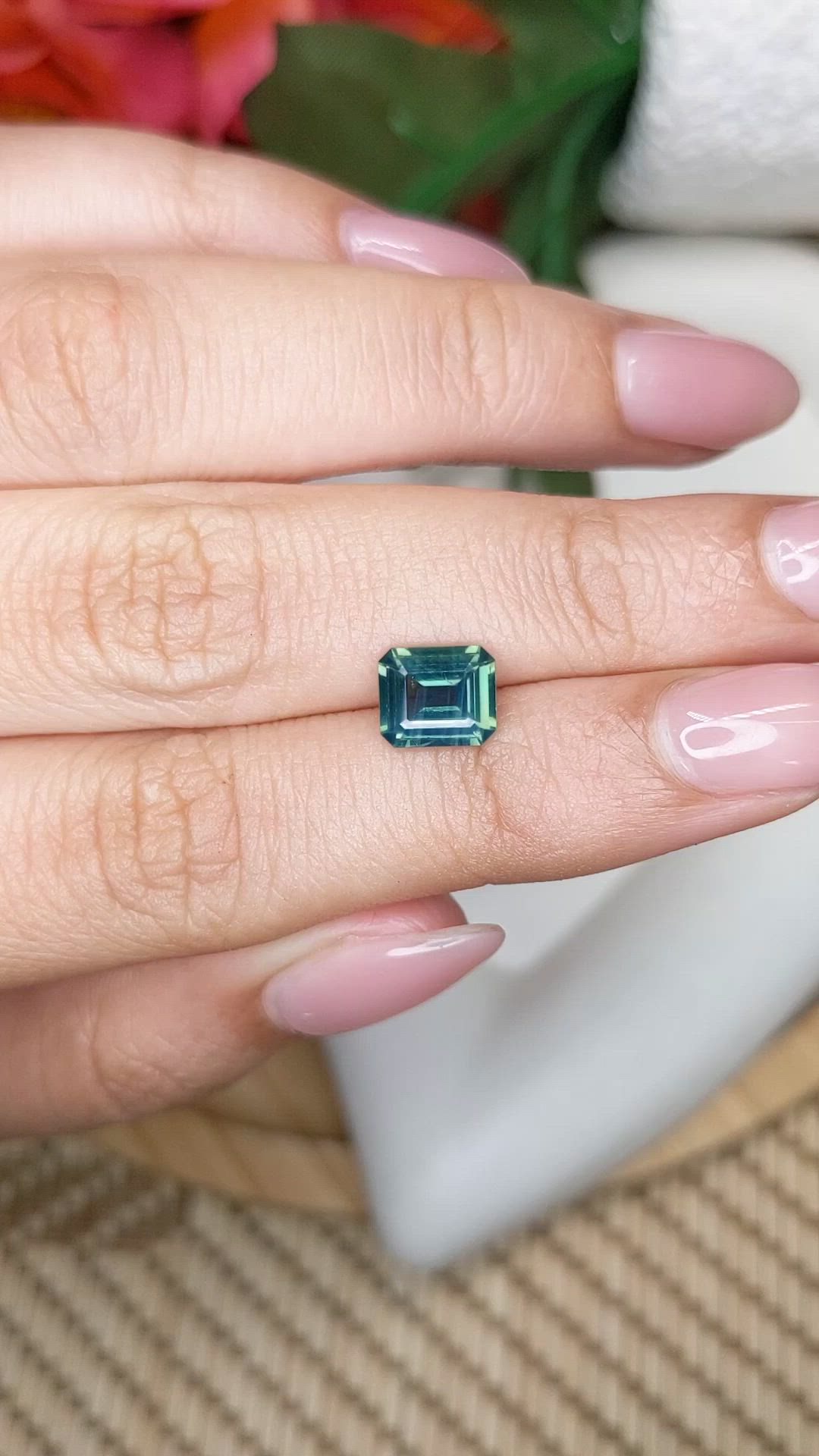 1.70 Ct. Bluish Green Sapphire from Ceylon (Sri Lanka) Size Video