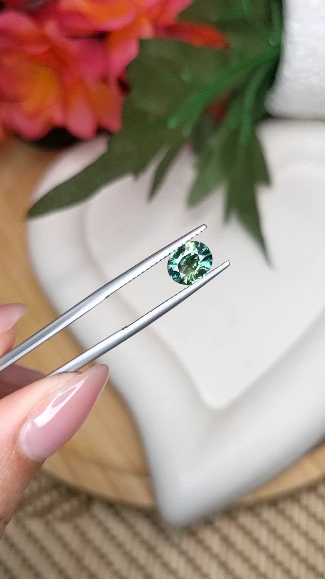 1.22 Ct. Bluish Green Sapphire from Ceylon (Sri Lanka) Size Video
