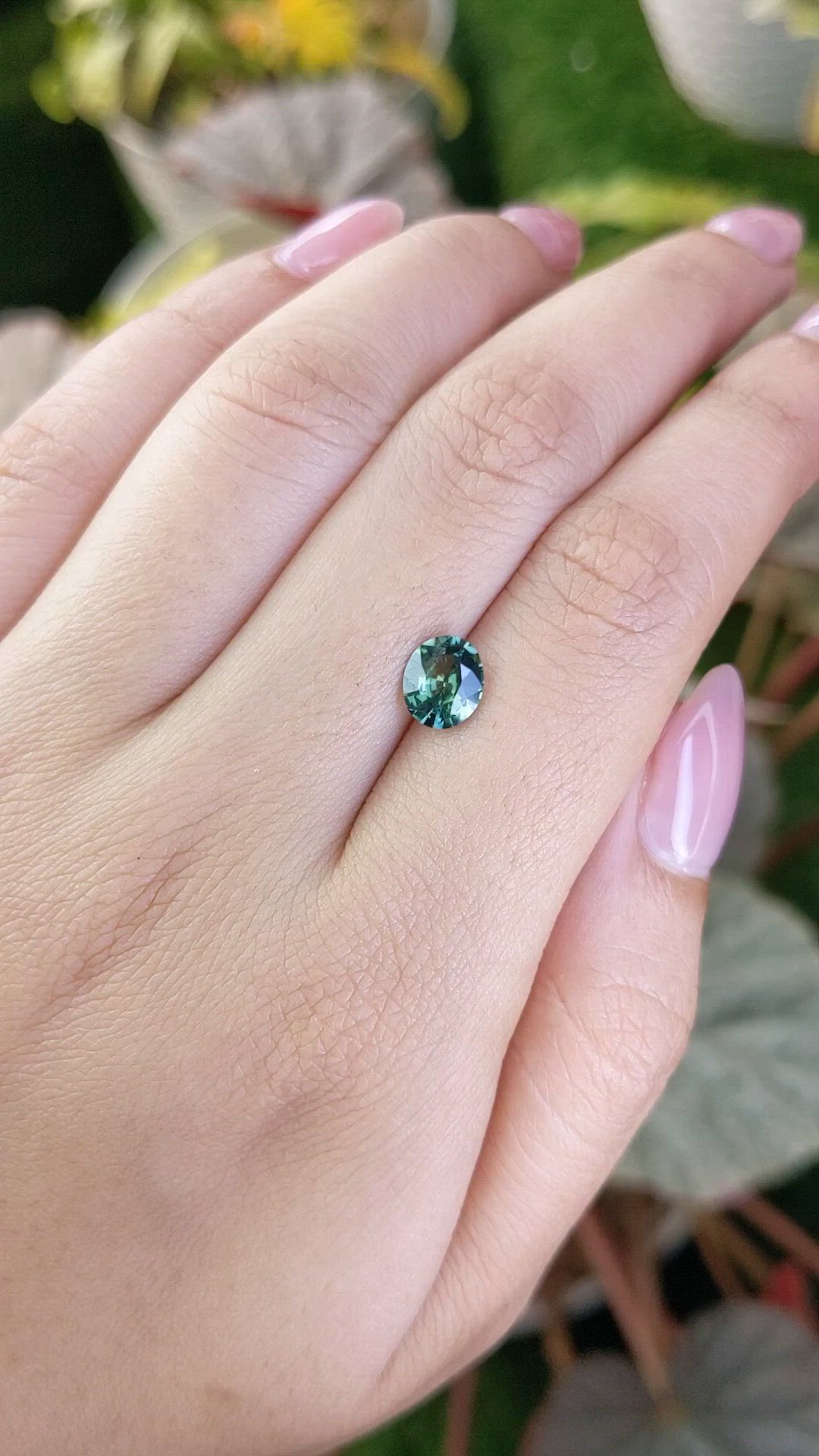 1.22 Ct. Bluish Green Sapphire from Ceylon (Sri Lanka) Size Video