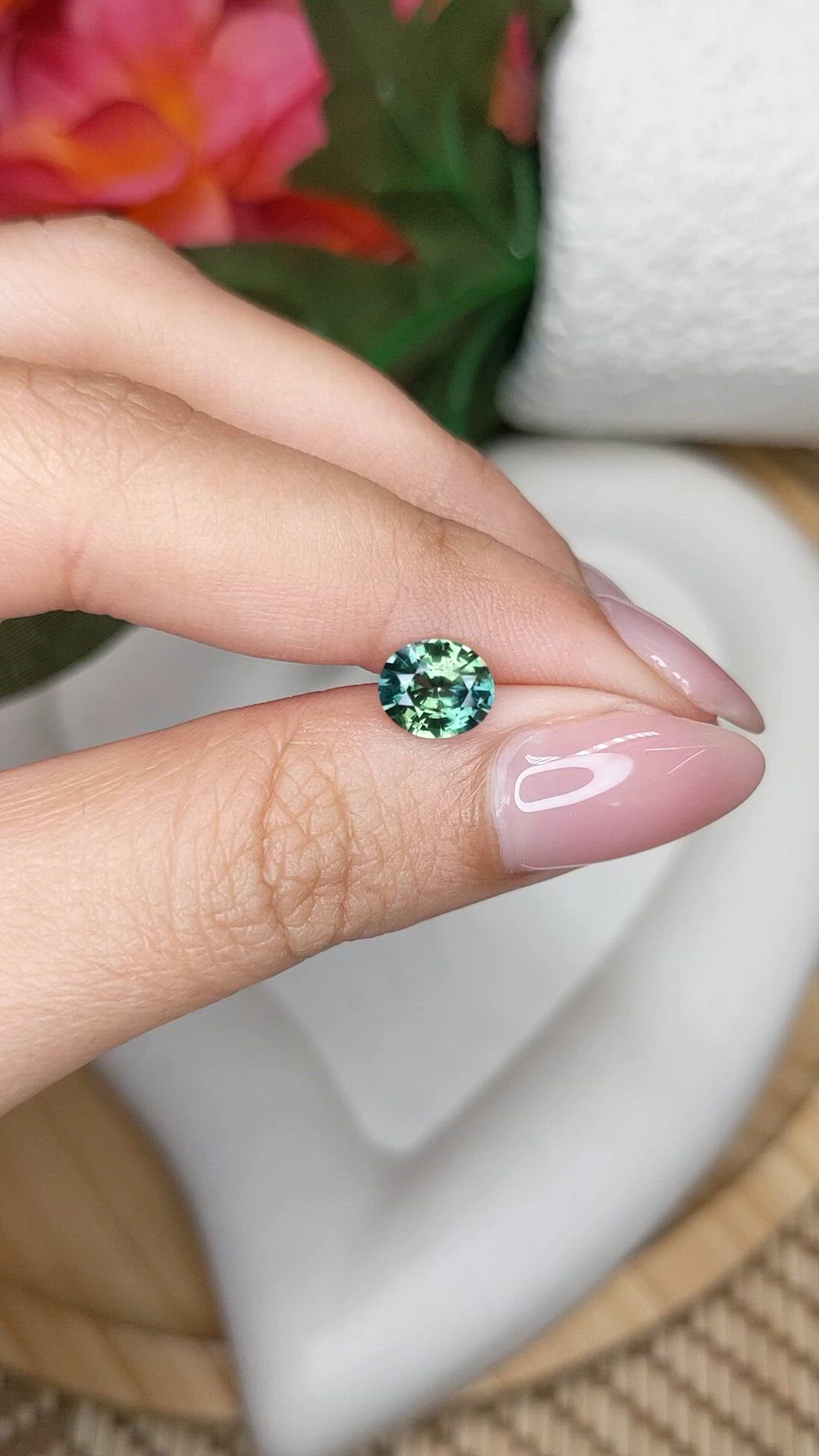 1.22 Ct. Bluish Green Sapphire from Ceylon (Sri Lanka) Size Video