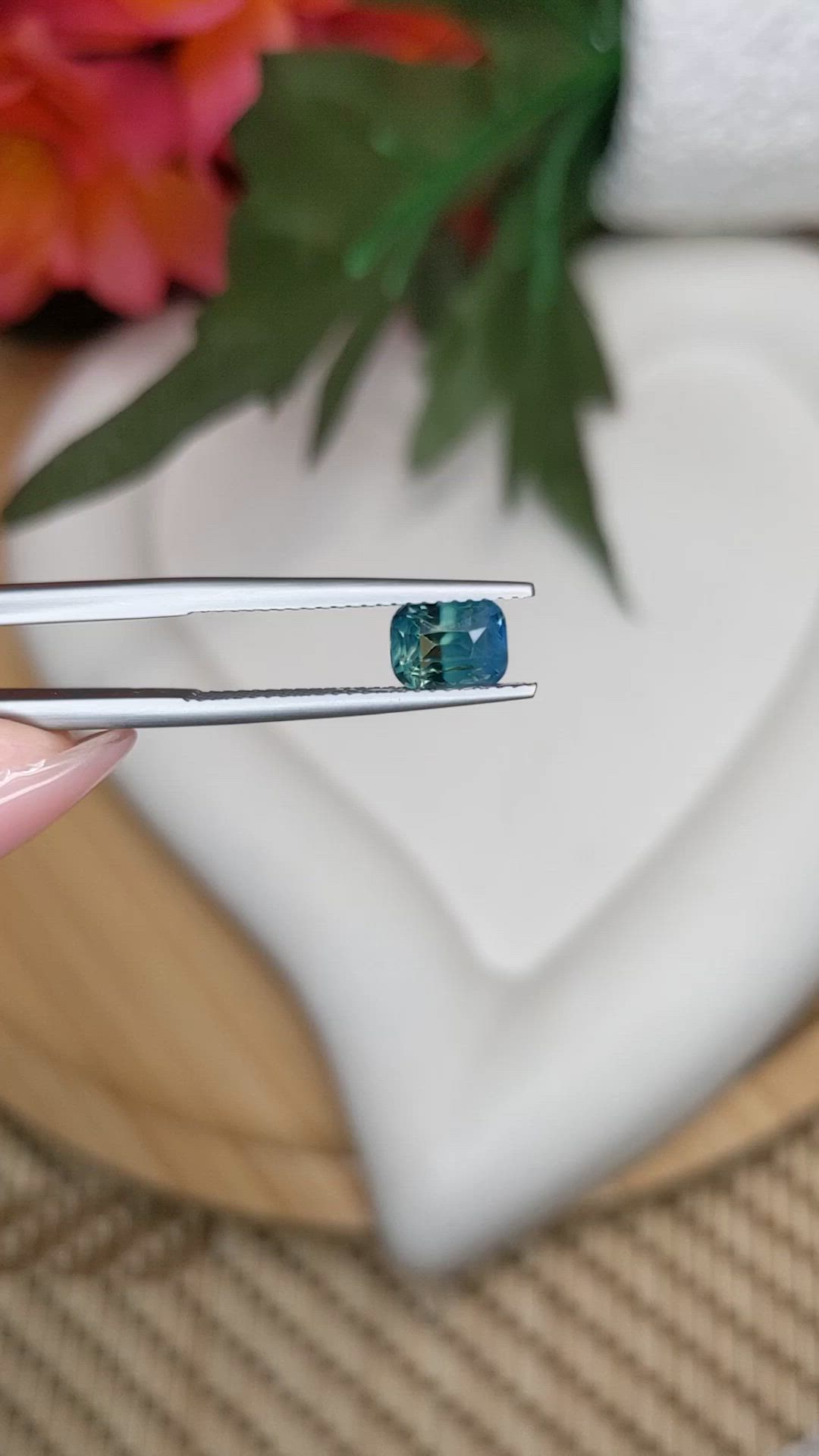1.59 Ct. Greenish Blue Sapphire from Ceylon (Sri Lanka) Size Video