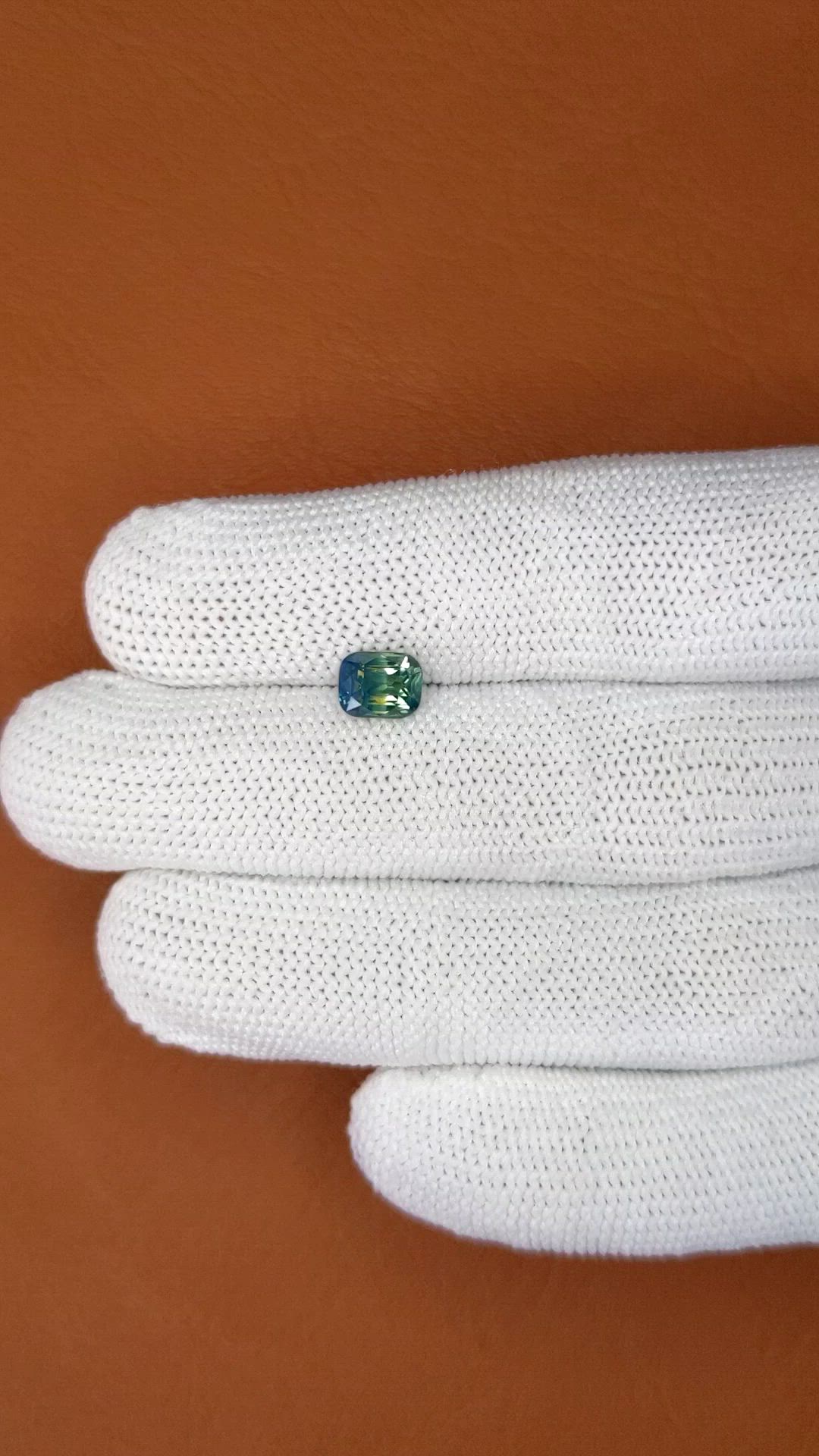 1.59 Ct. Greenish Blue Sapphire from Ceylon (Sri Lanka) Size Video