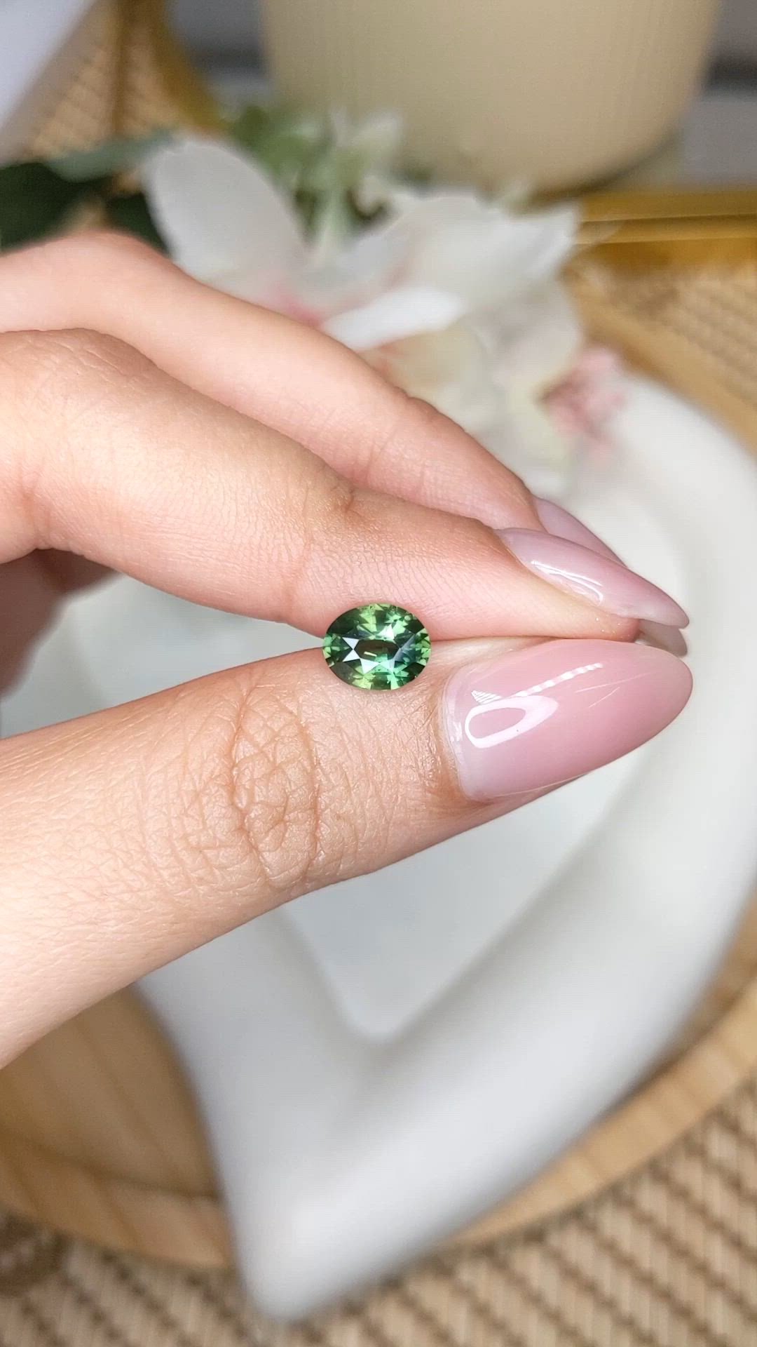 1.39 Ct. Green Sapphire from Ceylon (Sri Lanka) Size Video