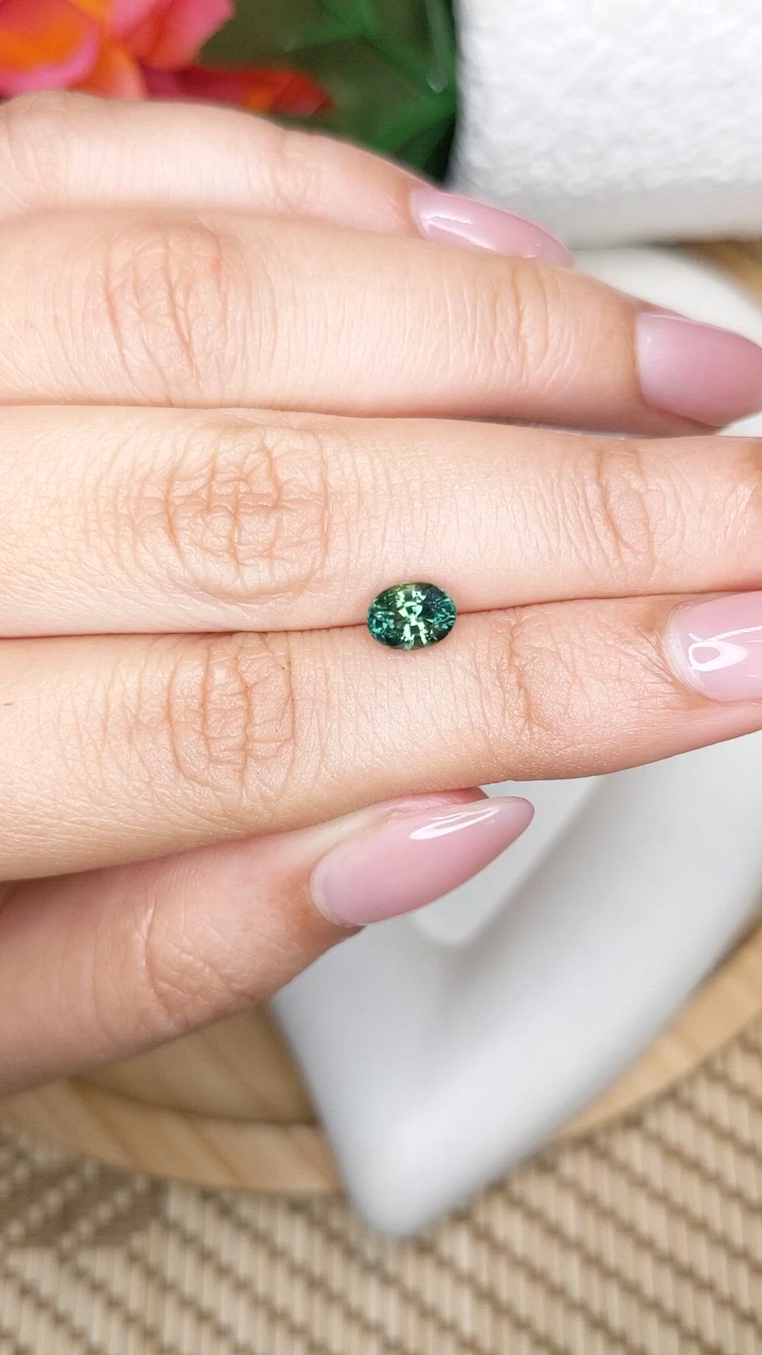 1.13 Ct. Bluish Green Sapphire from Ceylon (Sri Lanka) Size Video