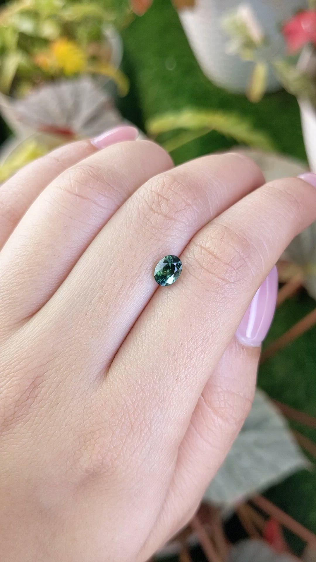 1.13 Ct. Bluish Green Sapphire from Ceylon (Sri Lanka) Size Video