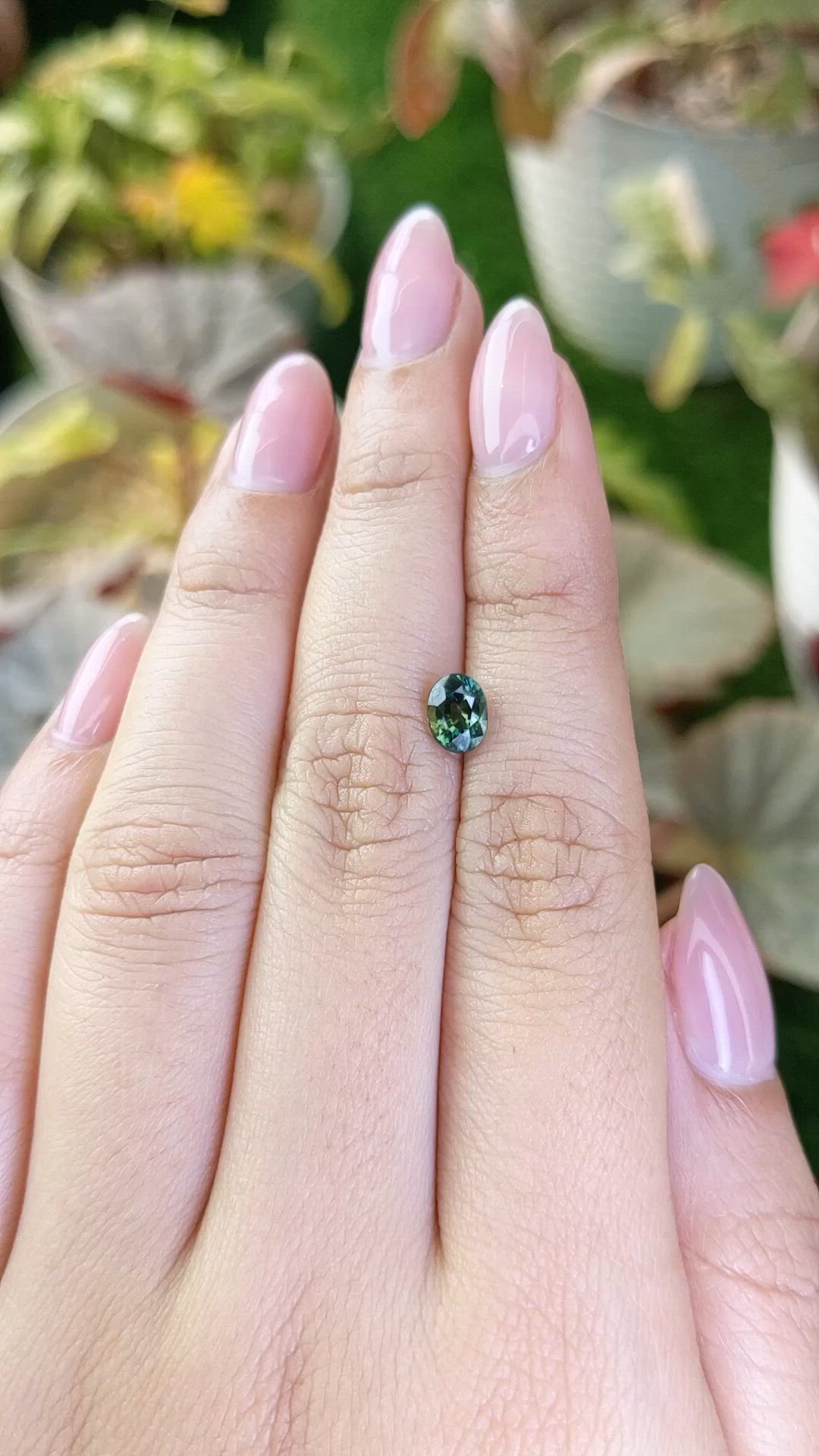 1.13 Ct. Bluish Green Sapphire from Ceylon (Sri Lanka) Size Video