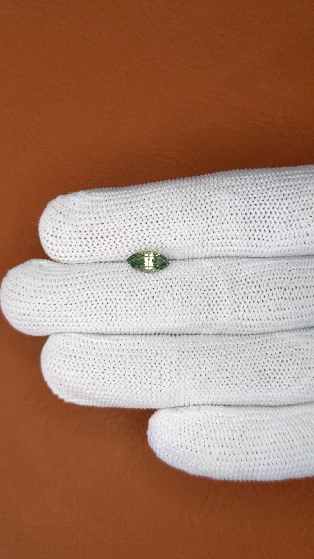 1.37 Ct. Yellowish Green Sapphire from Ceylon (Sri Lanka) Size Video