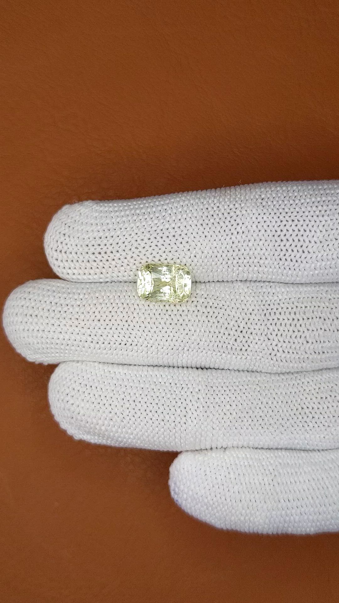 3.51 Ct. Greenish Yellow Sapphire from Ceylon (Sri Lanka) Size Video