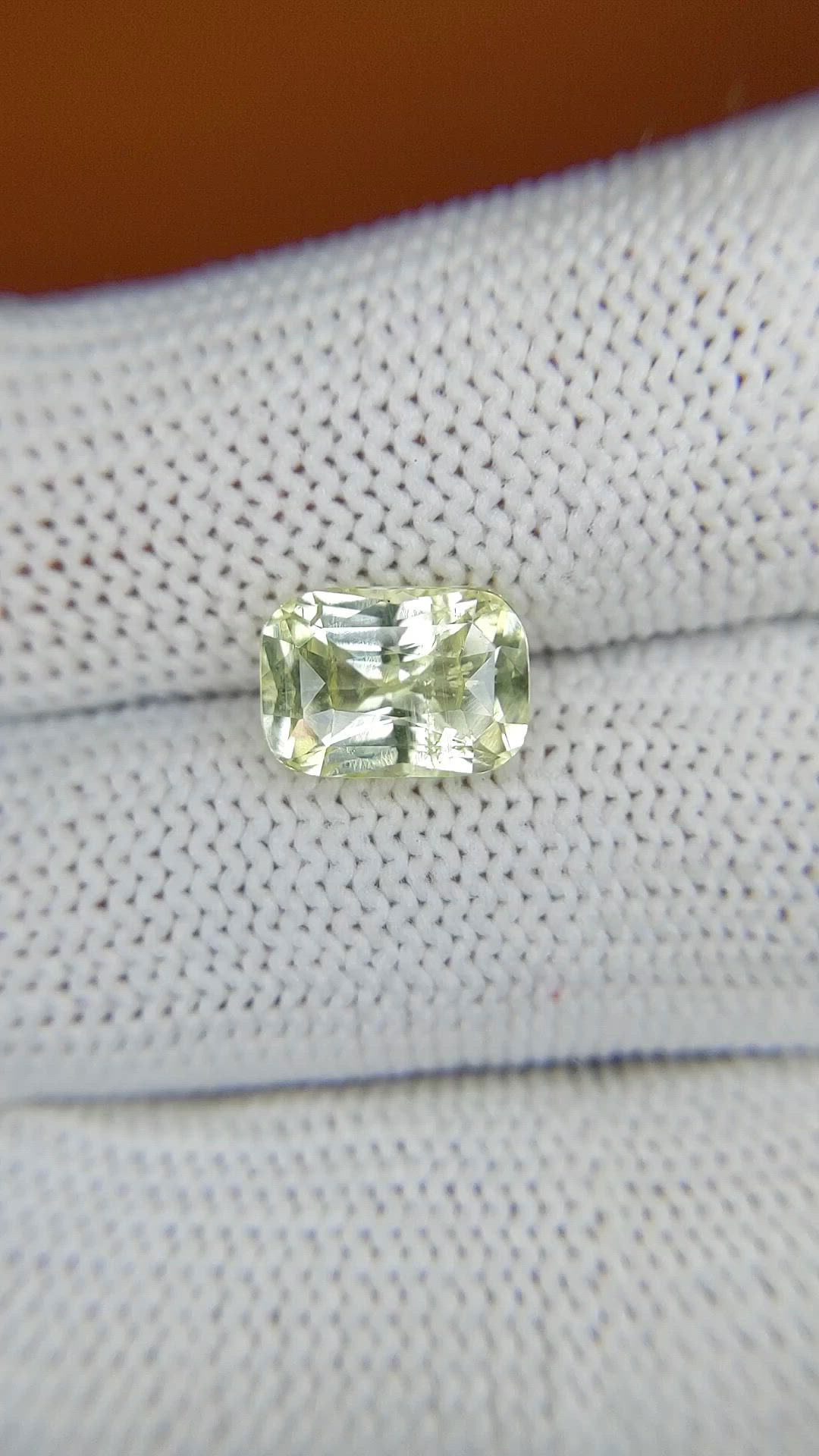 3.51 Ct. Greenish Yellow Sapphire from Ceylon (Sri Lanka) Size Video