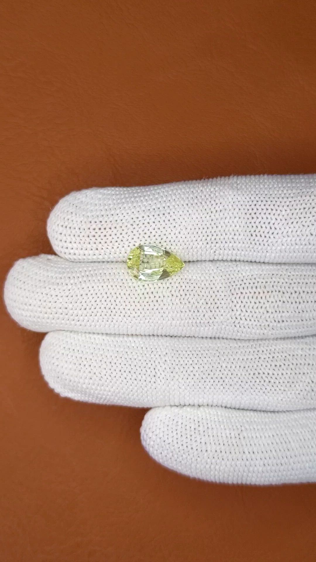 3.45 Ct. Greenish Yellow Sapphire from Ceylon (Sri Lanka) Size Video