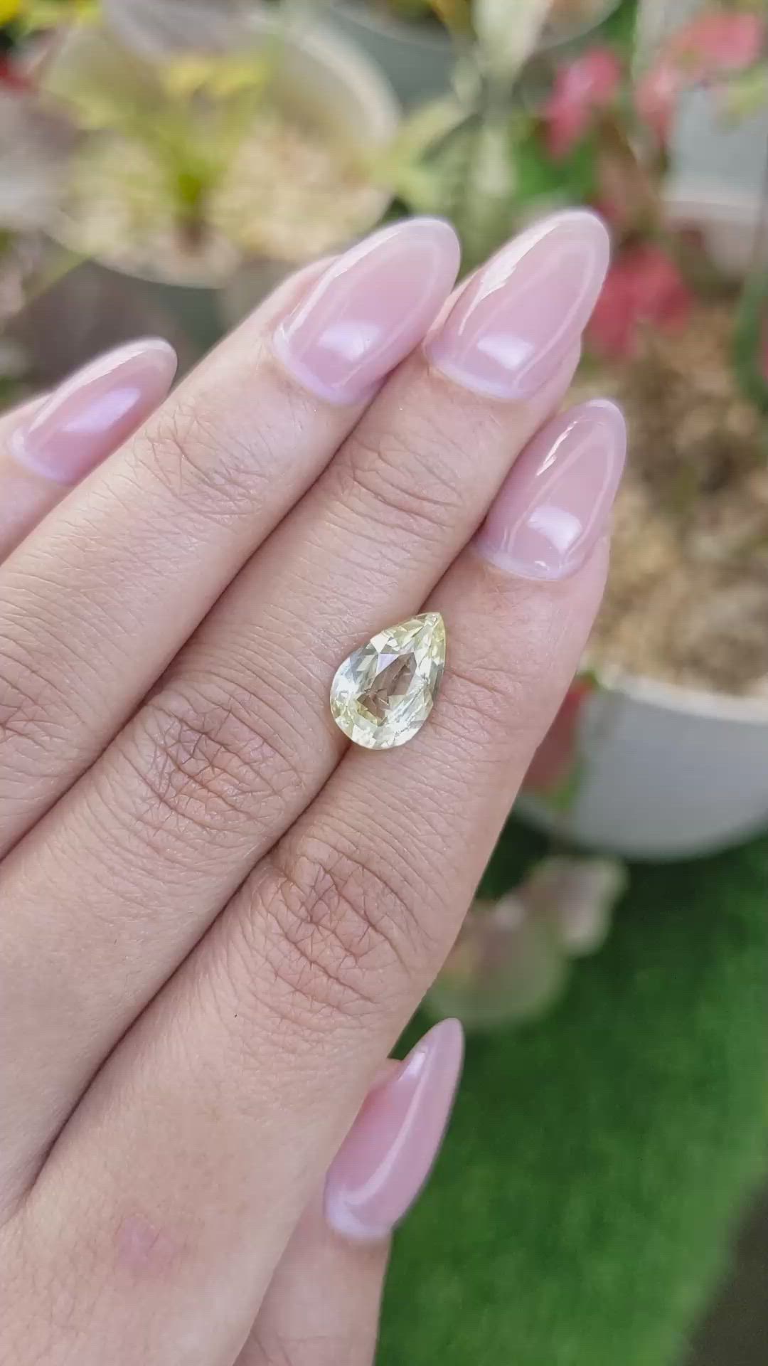 3.45 Ct. Greenish Yellow Sapphire from Ceylon (Sri Lanka) Size Video