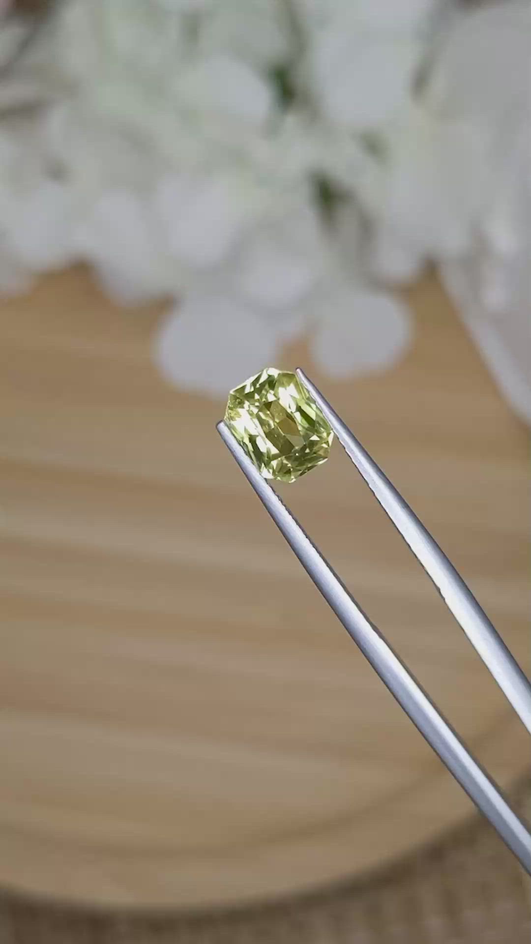 1.96 Ct. Greenish Yellow Sapphire from Ceylon (Sri Lanka) Size Video