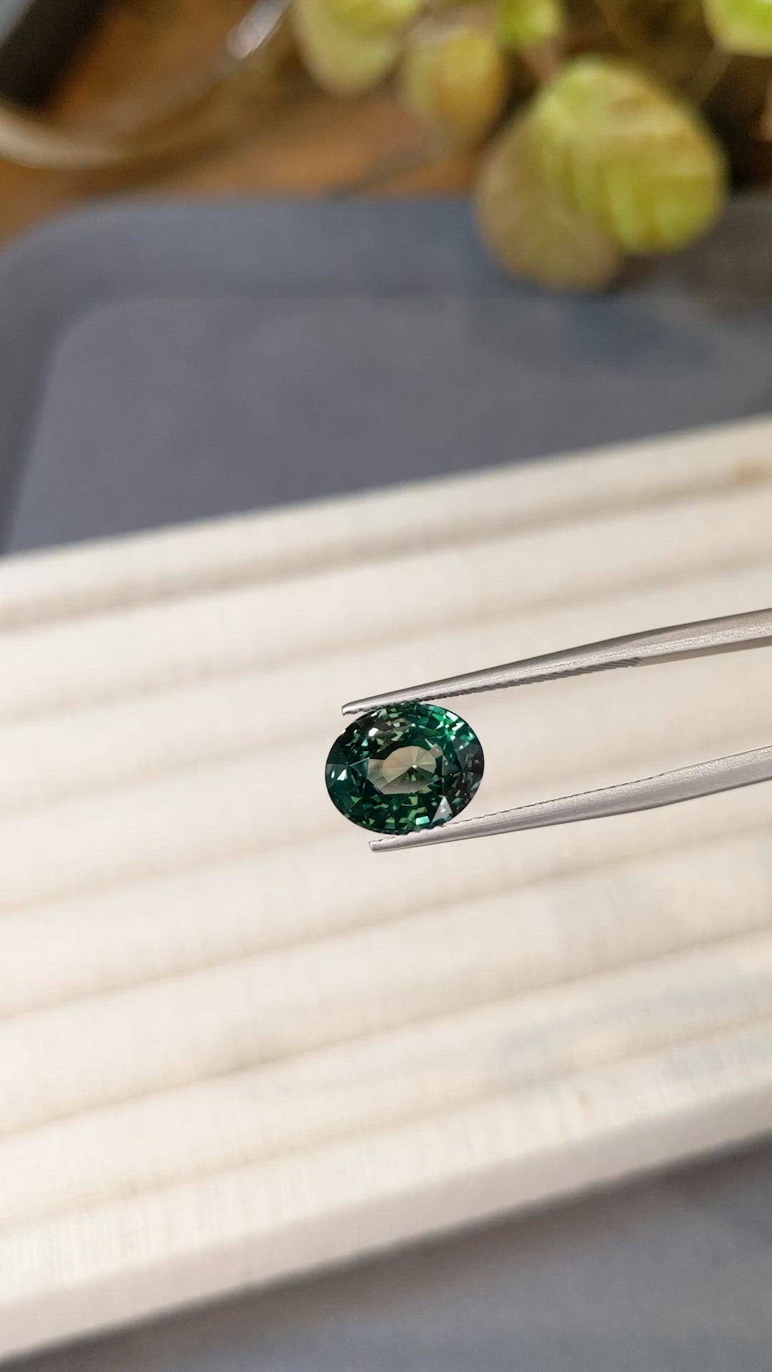 5.02 Ct. Bluish Green Sapphire from Madagascar Size Video