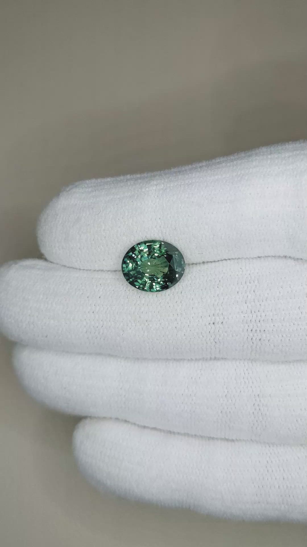5.02 Ct. Bluish Green Sapphire from Madagascar Size Video