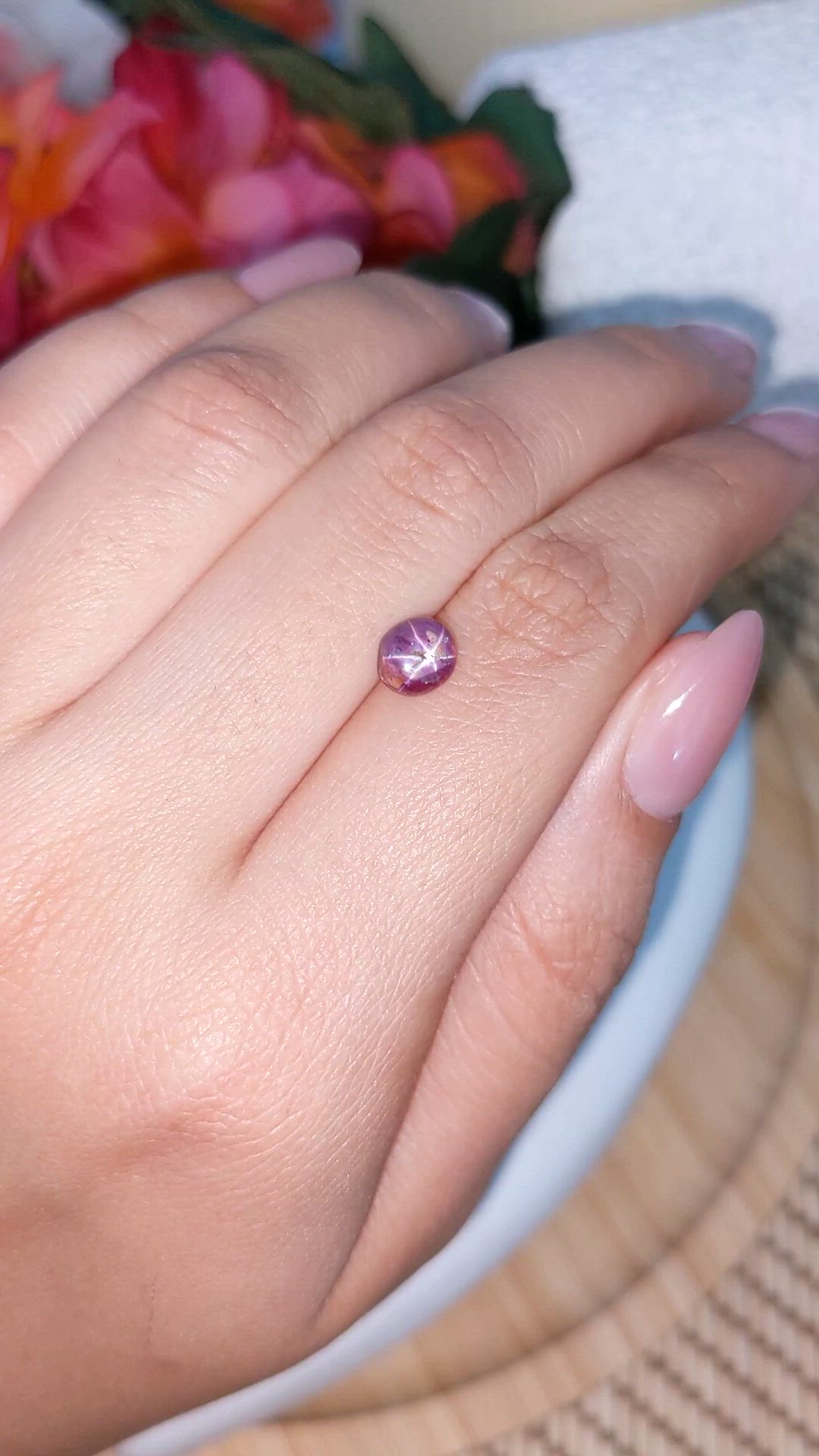 1.51 Ct. Pinkish Purple Star Sapphire from Ceylon (Sri Lanka) Size Video