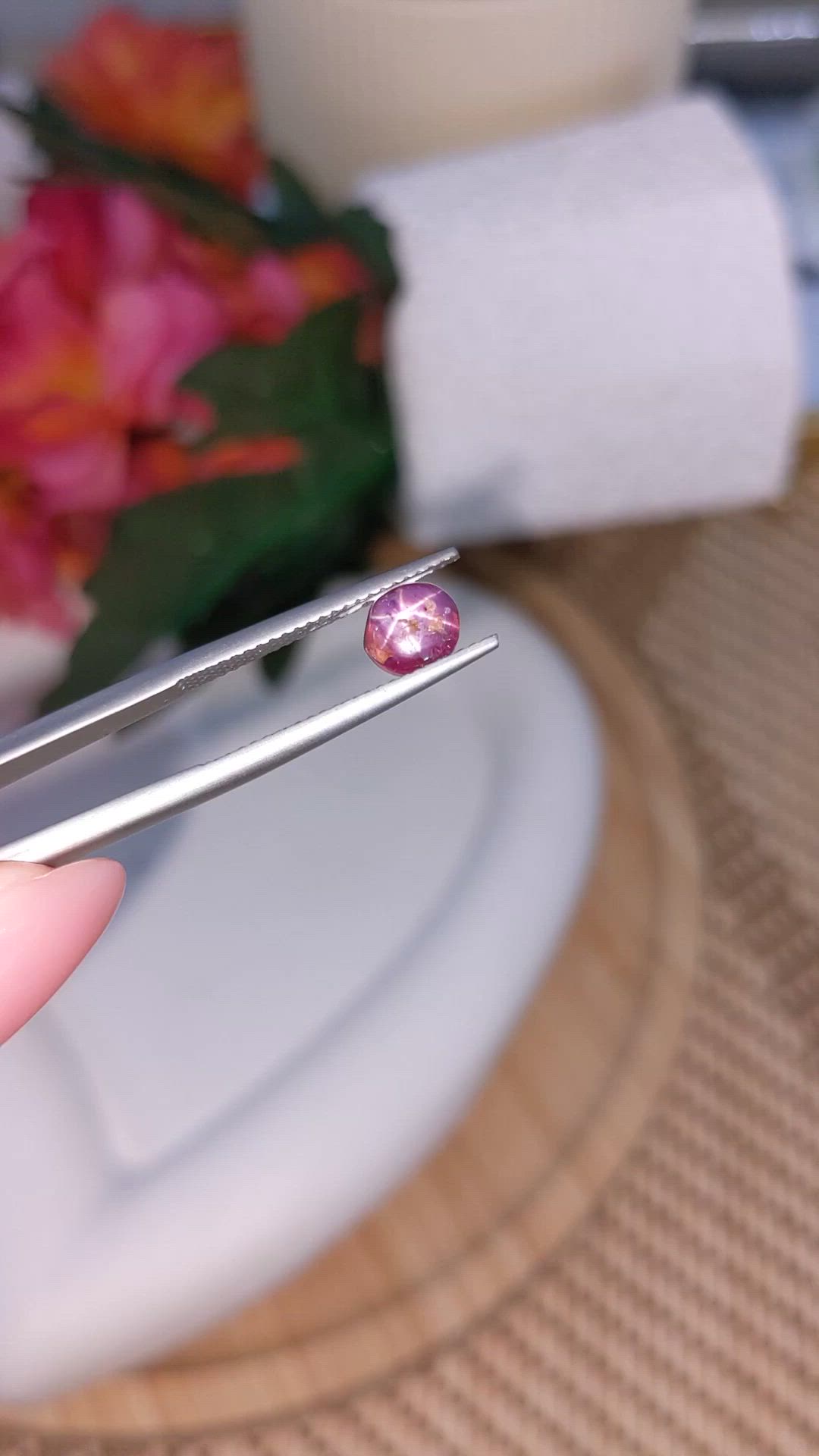 1.51 Ct. Pinkish Purple Star Sapphire from Ceylon (Sri Lanka) Size Video