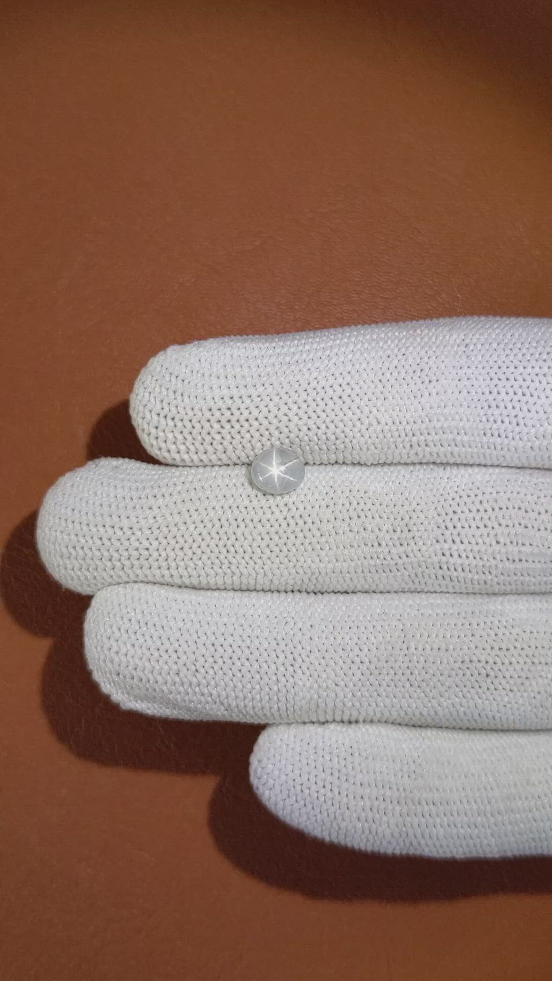 1.51 Ct. Bluish Grey Cabochon Star Sapphire from Ceylon (Sri Lanka) Size Video